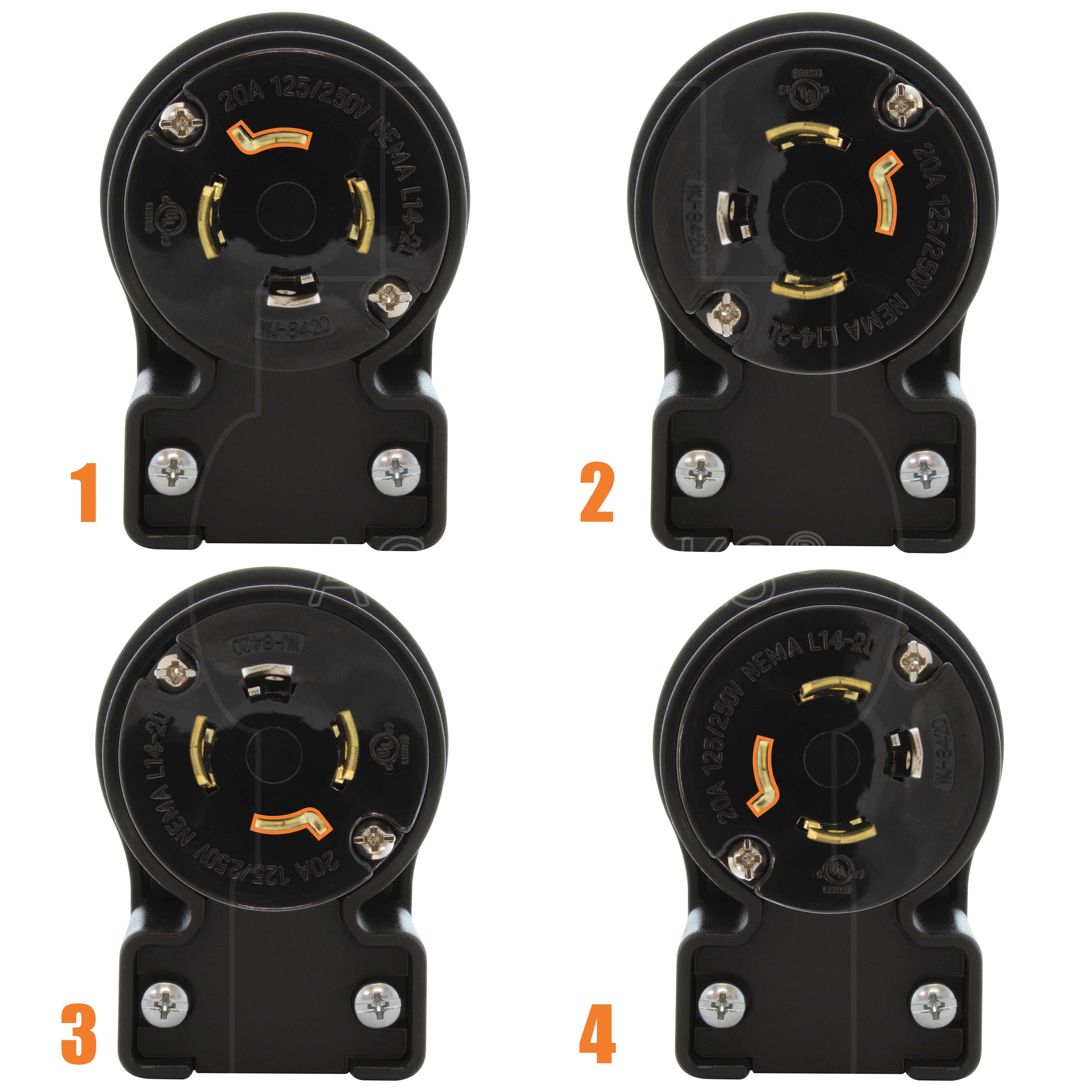 4 different angle positions for plug
