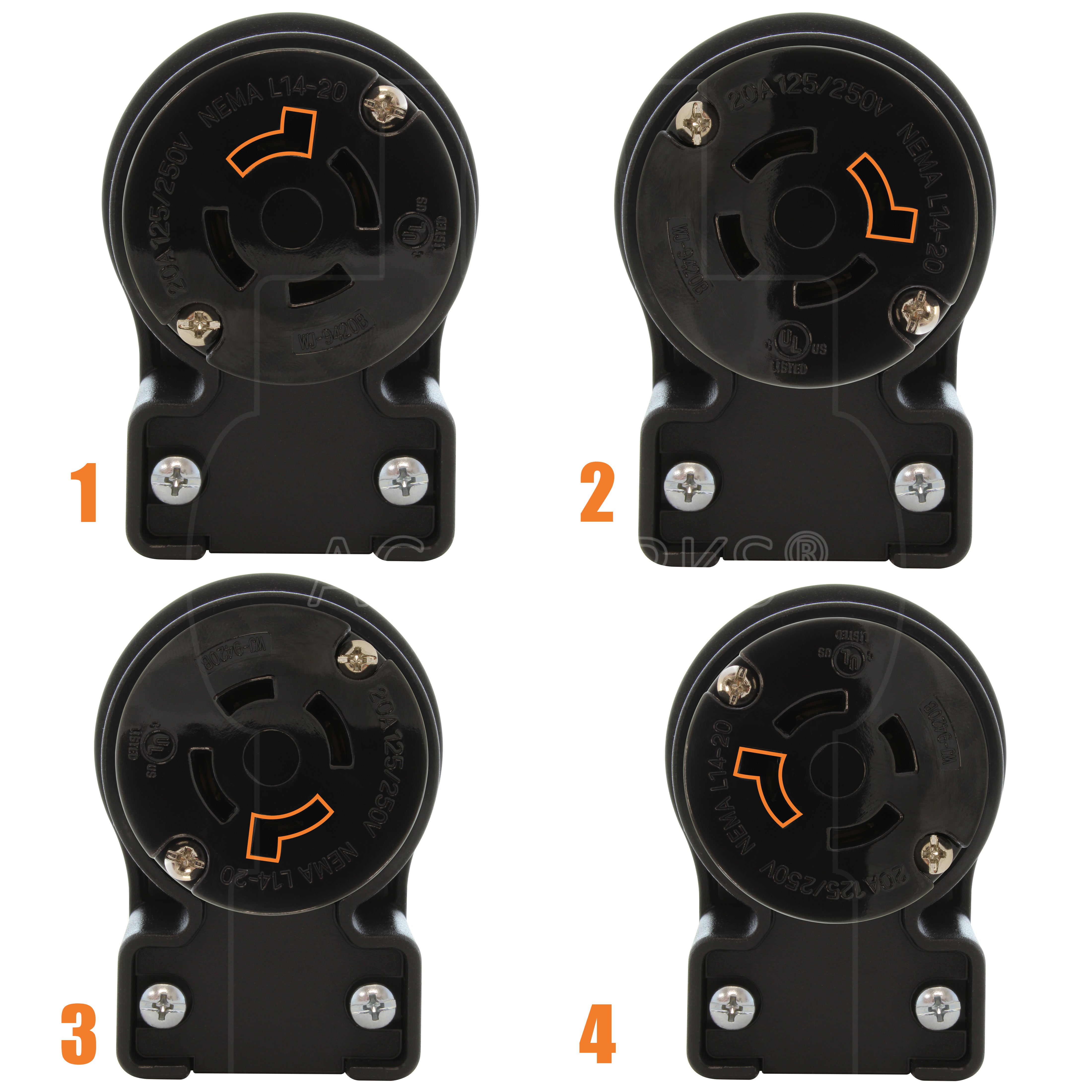 4 different angle positions for connector