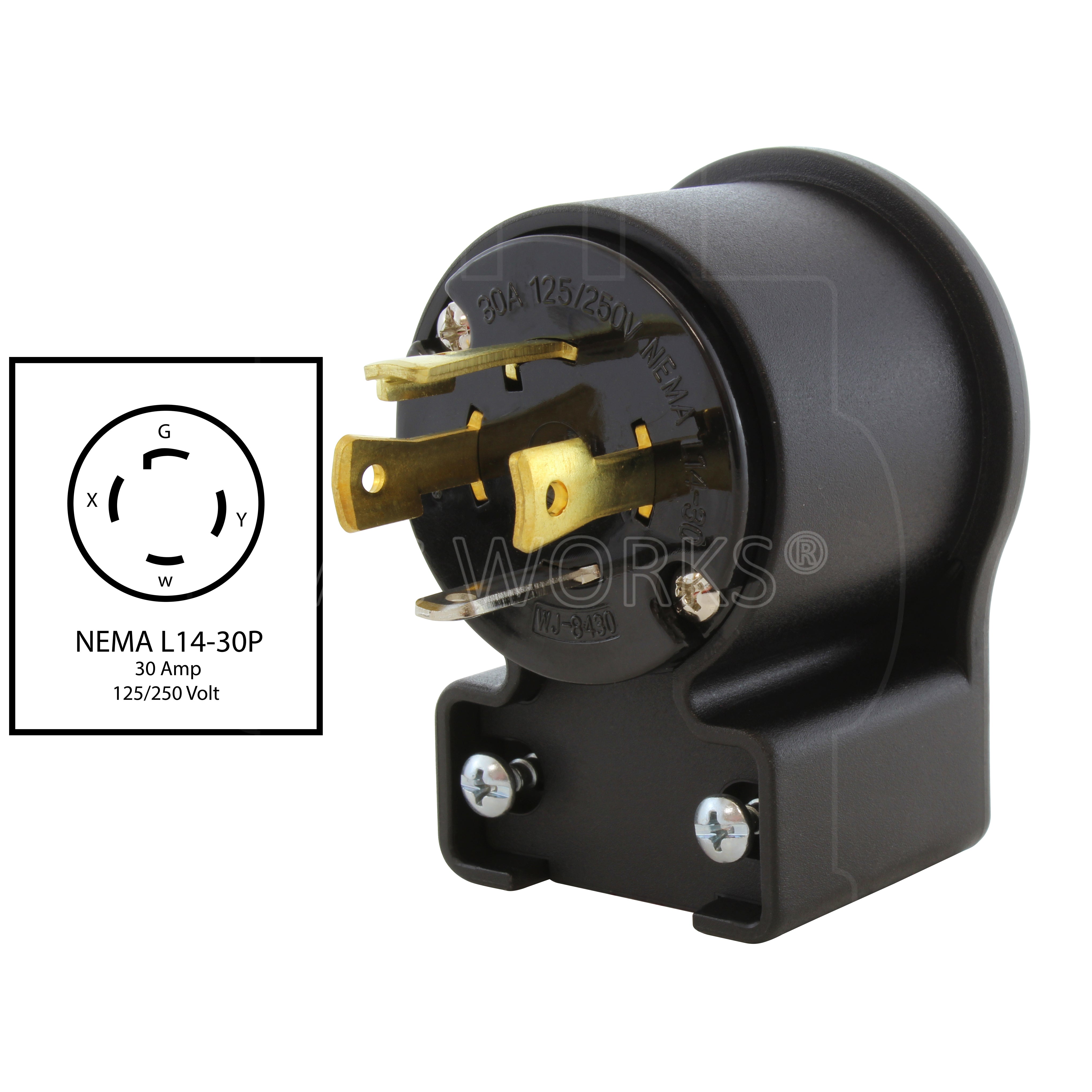 NEMA L14-30P 30A 125/250V 4-prong locking plug