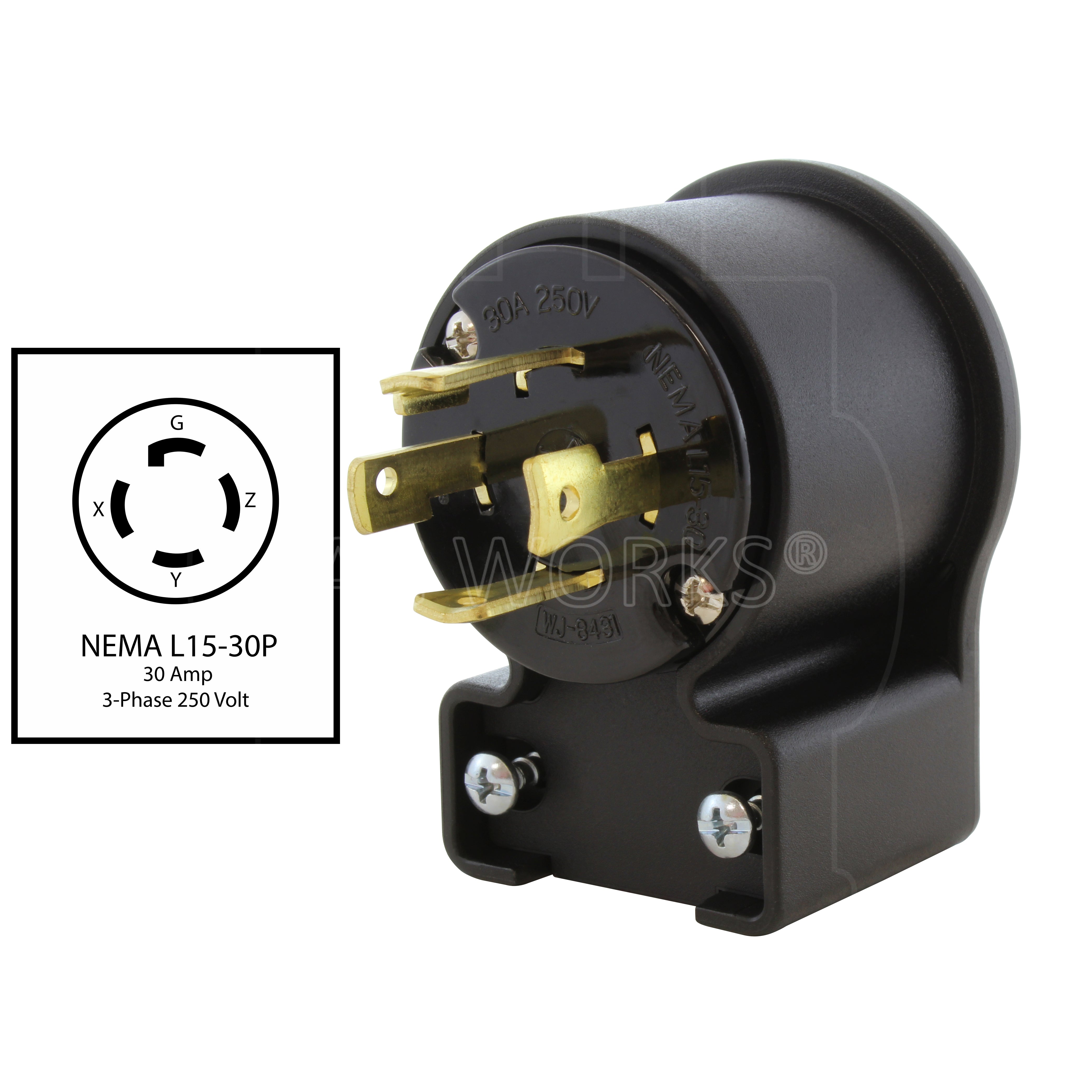 NEMA L15-30P 30A 250V 4-prong plug