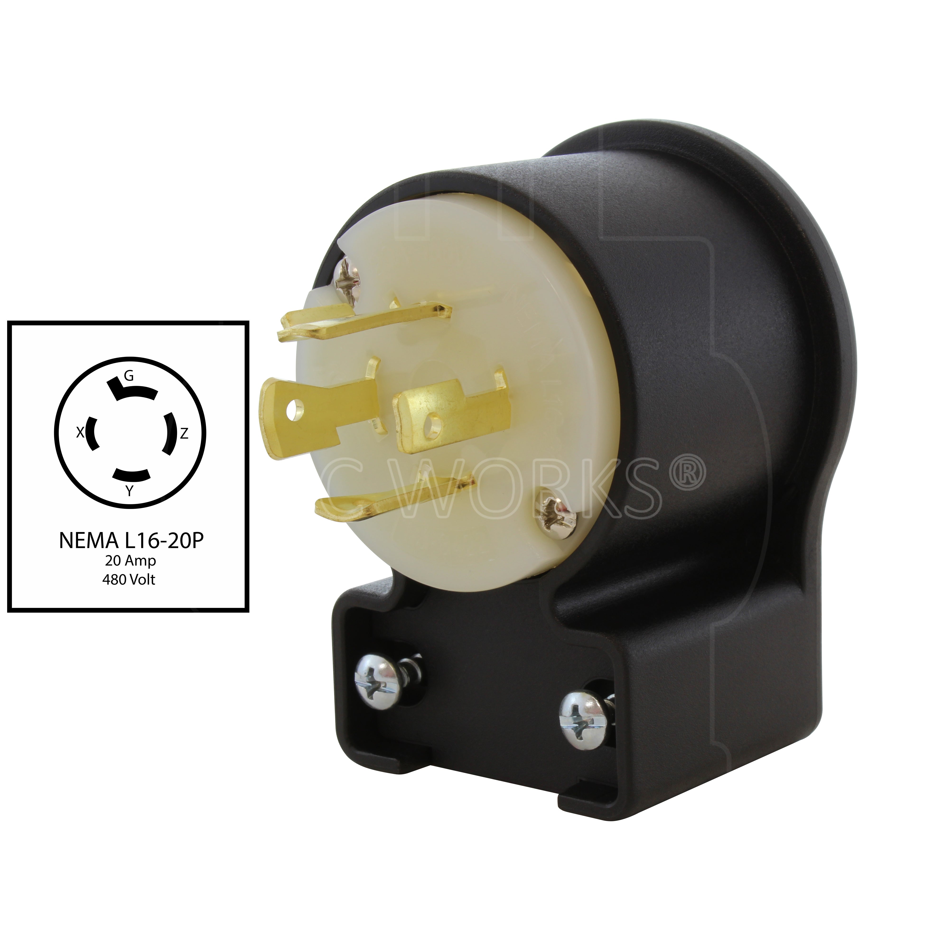 NEMA L16-20P 20A 480V male plug