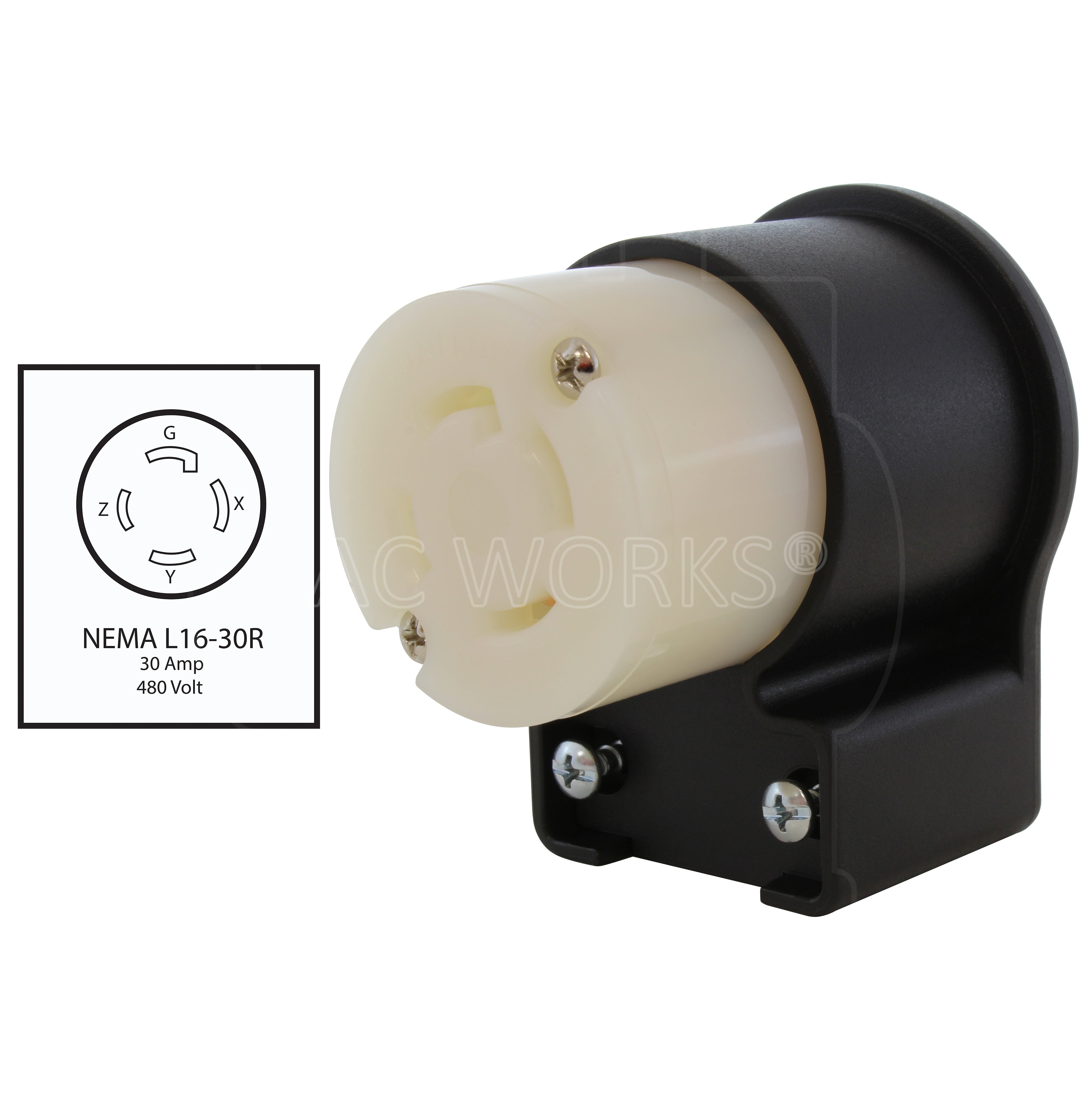 NEMA L16-30R 30A 480V female connector