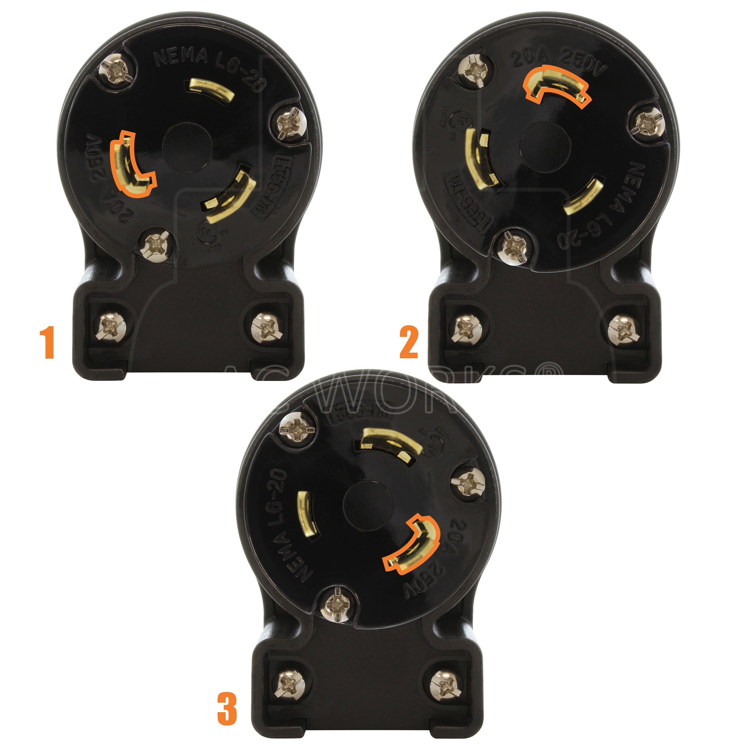 3 different angle positions for plug