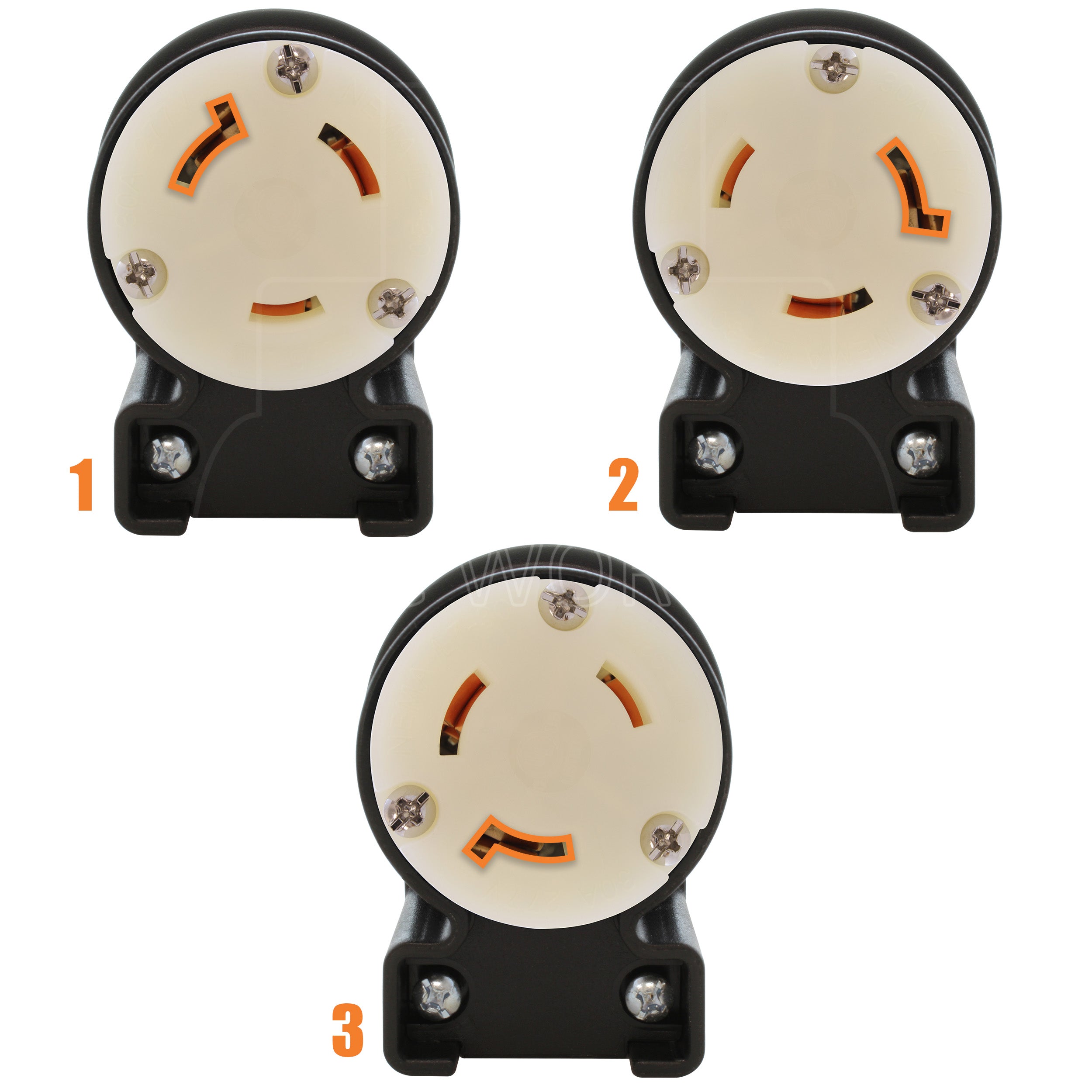3 different angle positions for connector