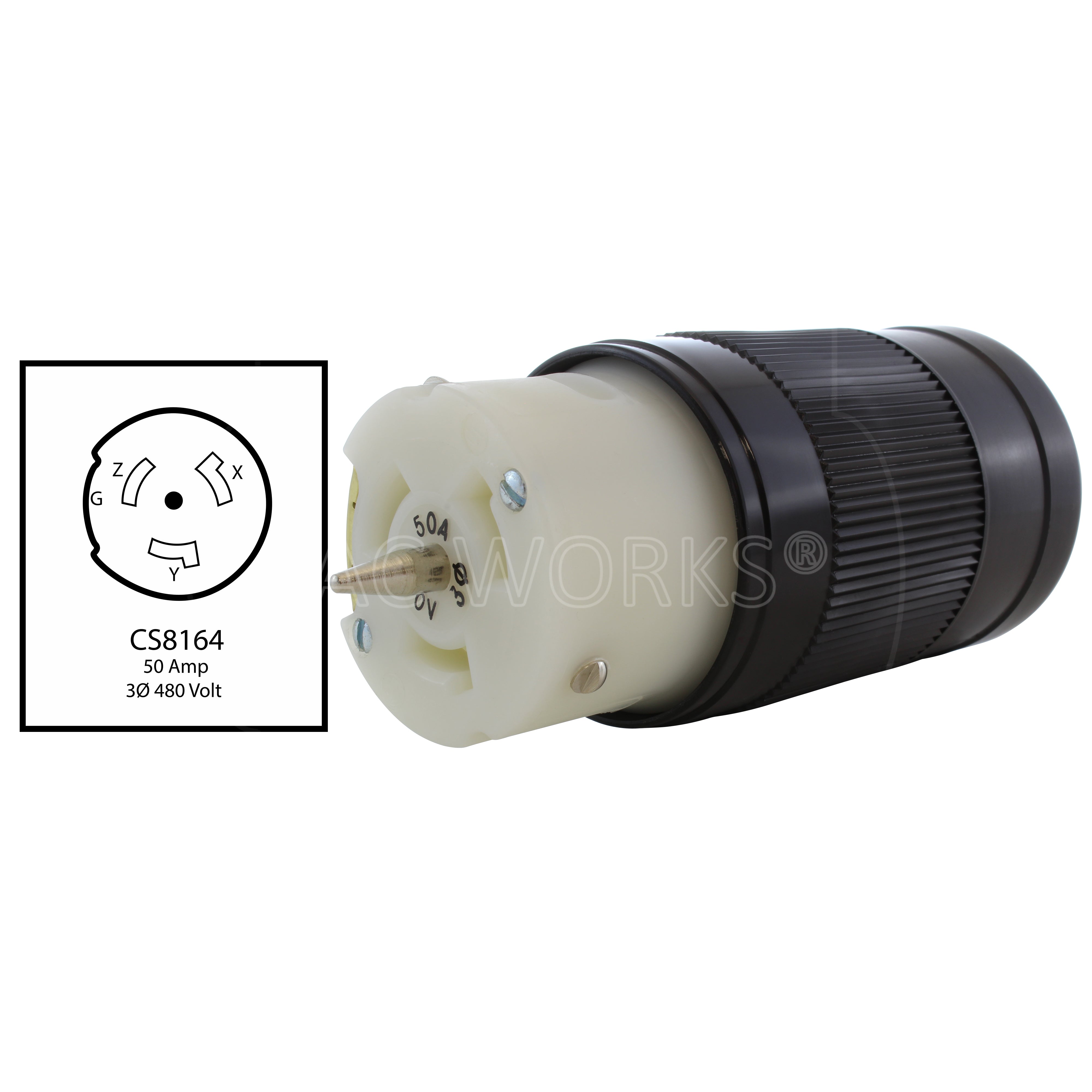 CS8164 50A 3-phase 480V female connector