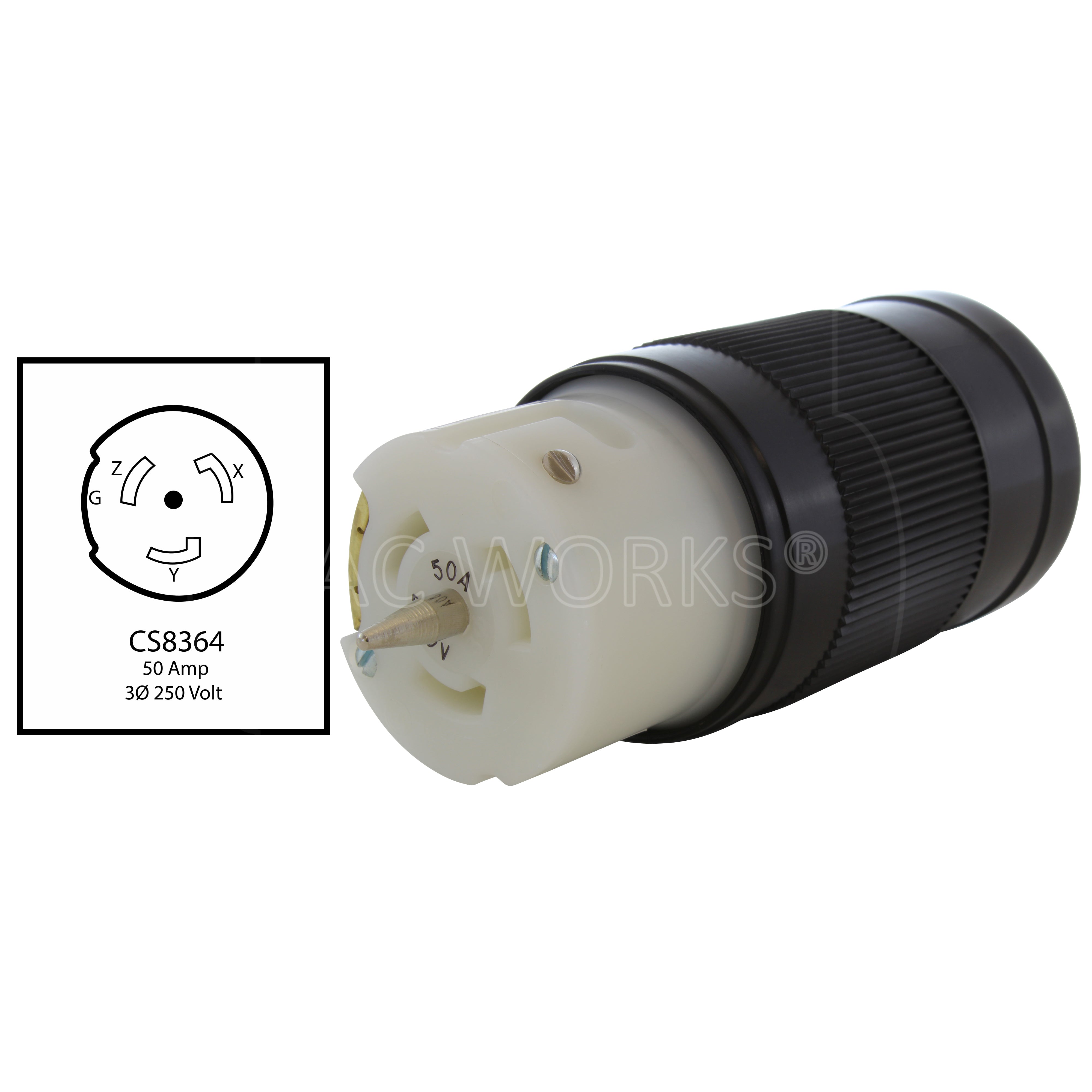 CS8364 50A 3-phase 250V female connector assembly