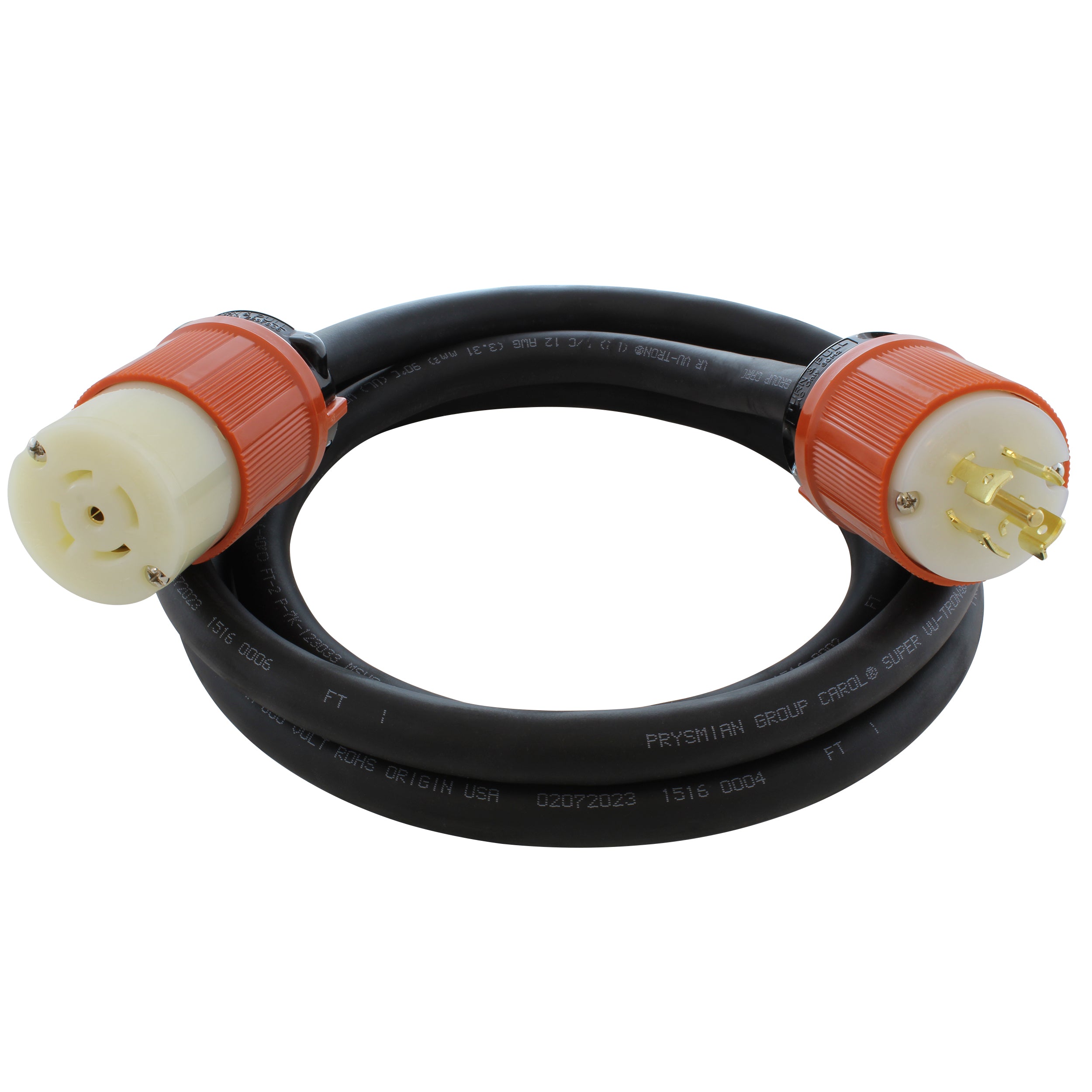20 amp 3-phase, 5-prong industrial high-power locking extension cord