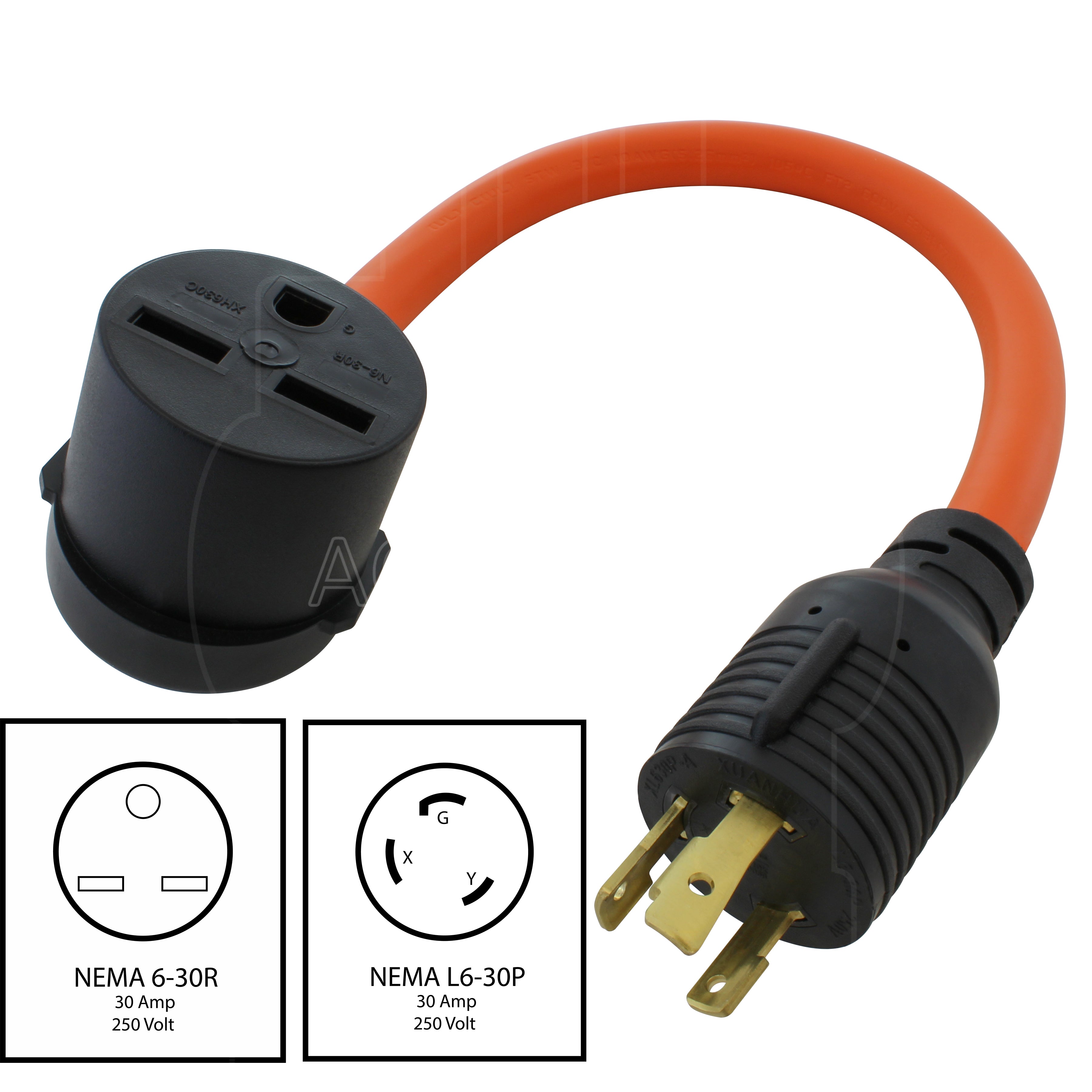 NEMA L6-30P to NEMA 6-30R