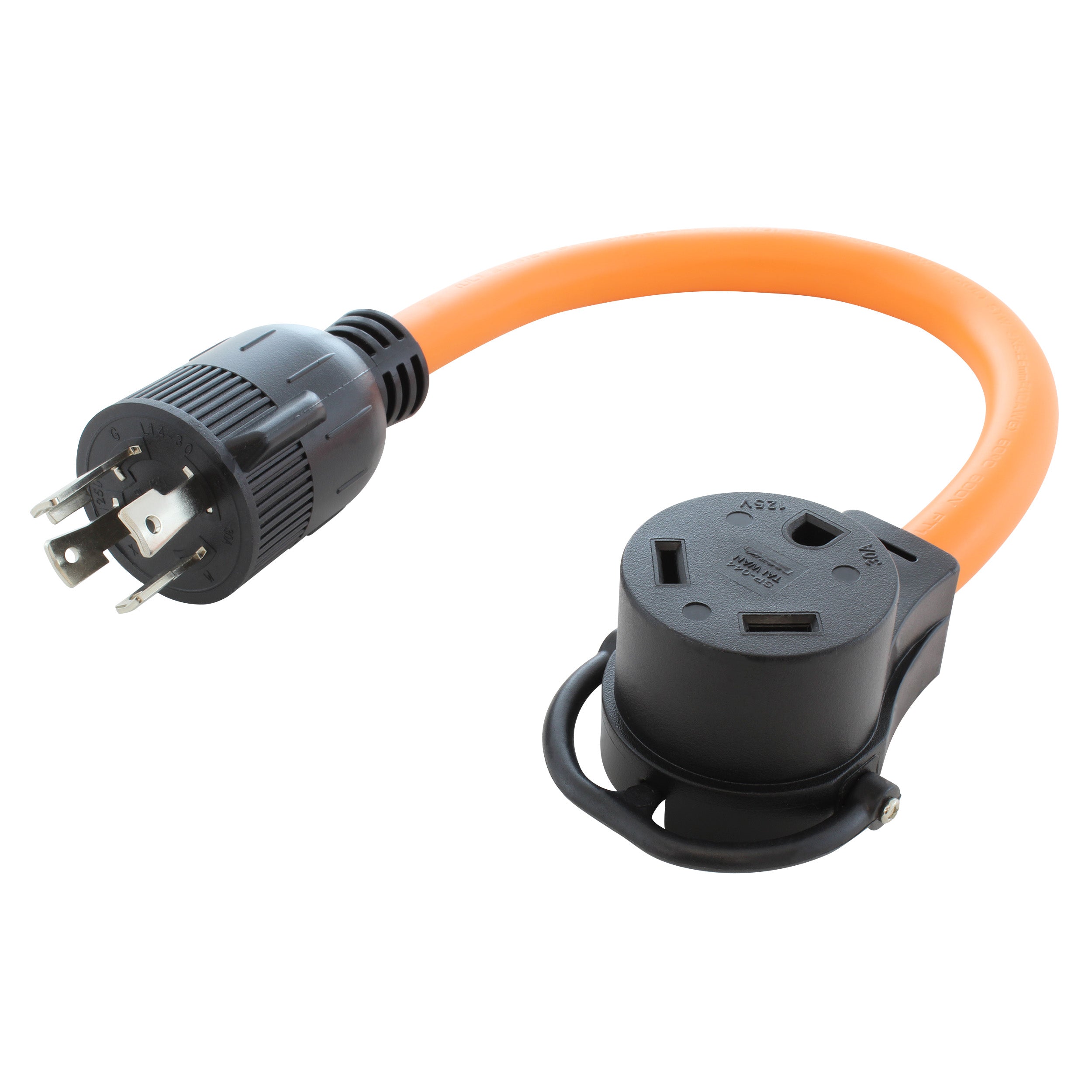 AC WORKS® 1.5FT L14-30P 30A 4-Prong Locking Plug to 30A RV