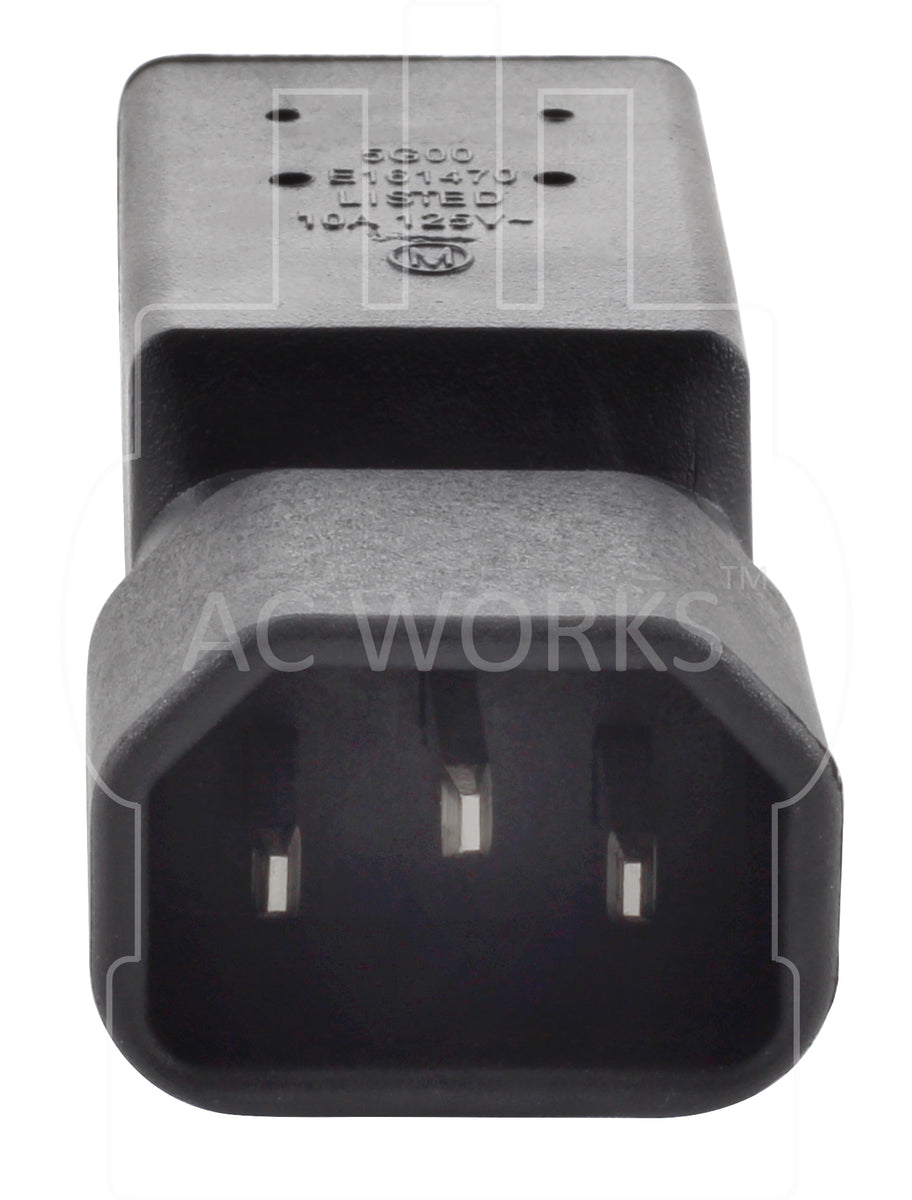 AC Works AC Connectors IEC C14 with Mounting Holes to NEMA 5-15R (U.S. Female Connector) Plug Adapter, Black