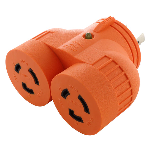 AC WORKS V-DUO adapter, multi-outlet adapter, multi-outlet generator adapter