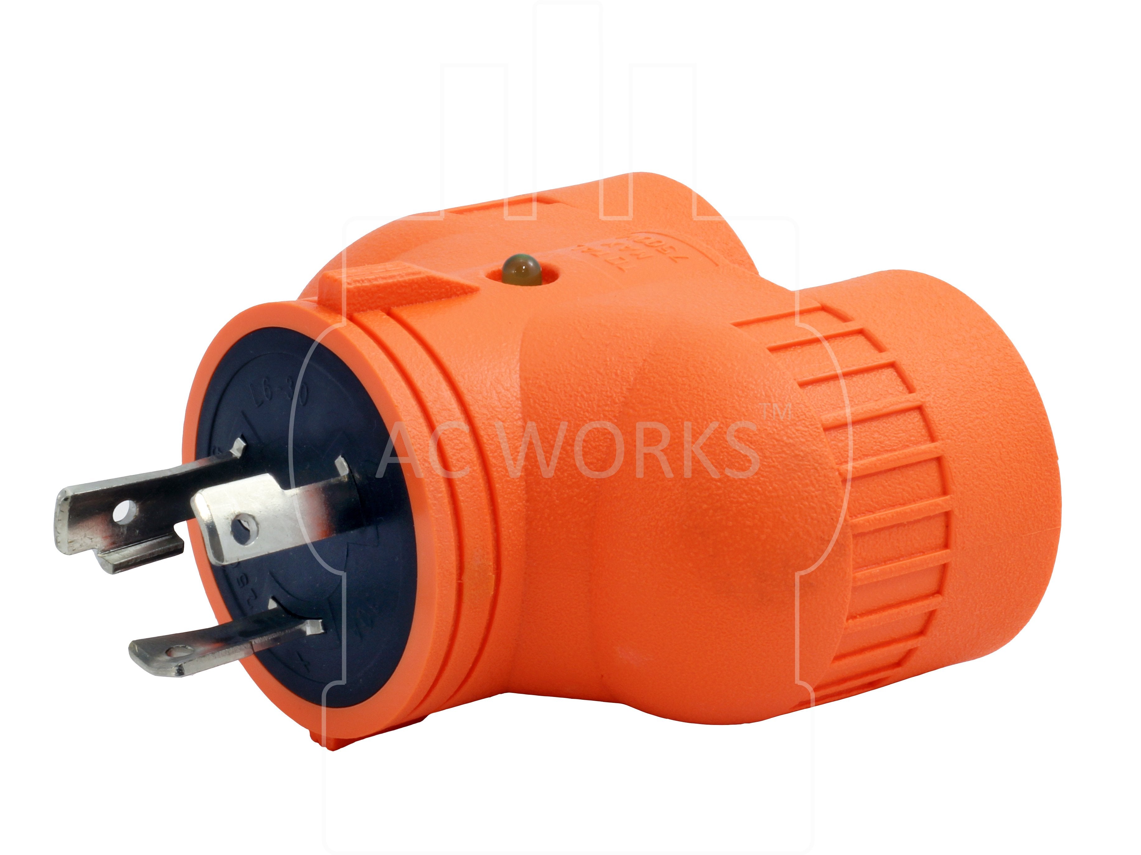 ADVL630L630, AC Works, AC Connectors, NEMA L6-30P, L6-30P, L630P, L630, 3 prong locking plug, 30 amp plug