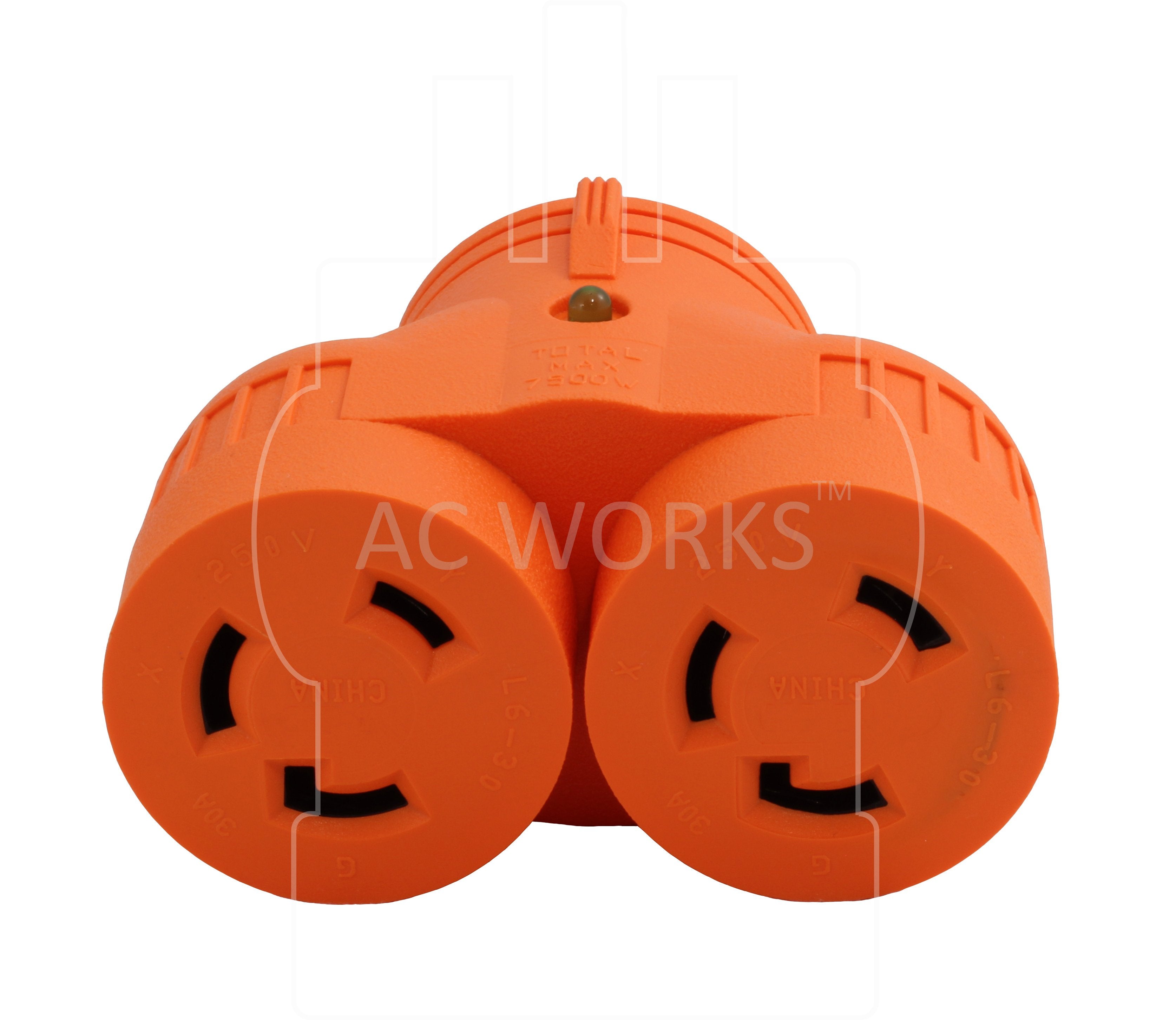AC Works, two NEMA L6-30R, L630 outlets, twist lock outlets, multi outlet adapter
