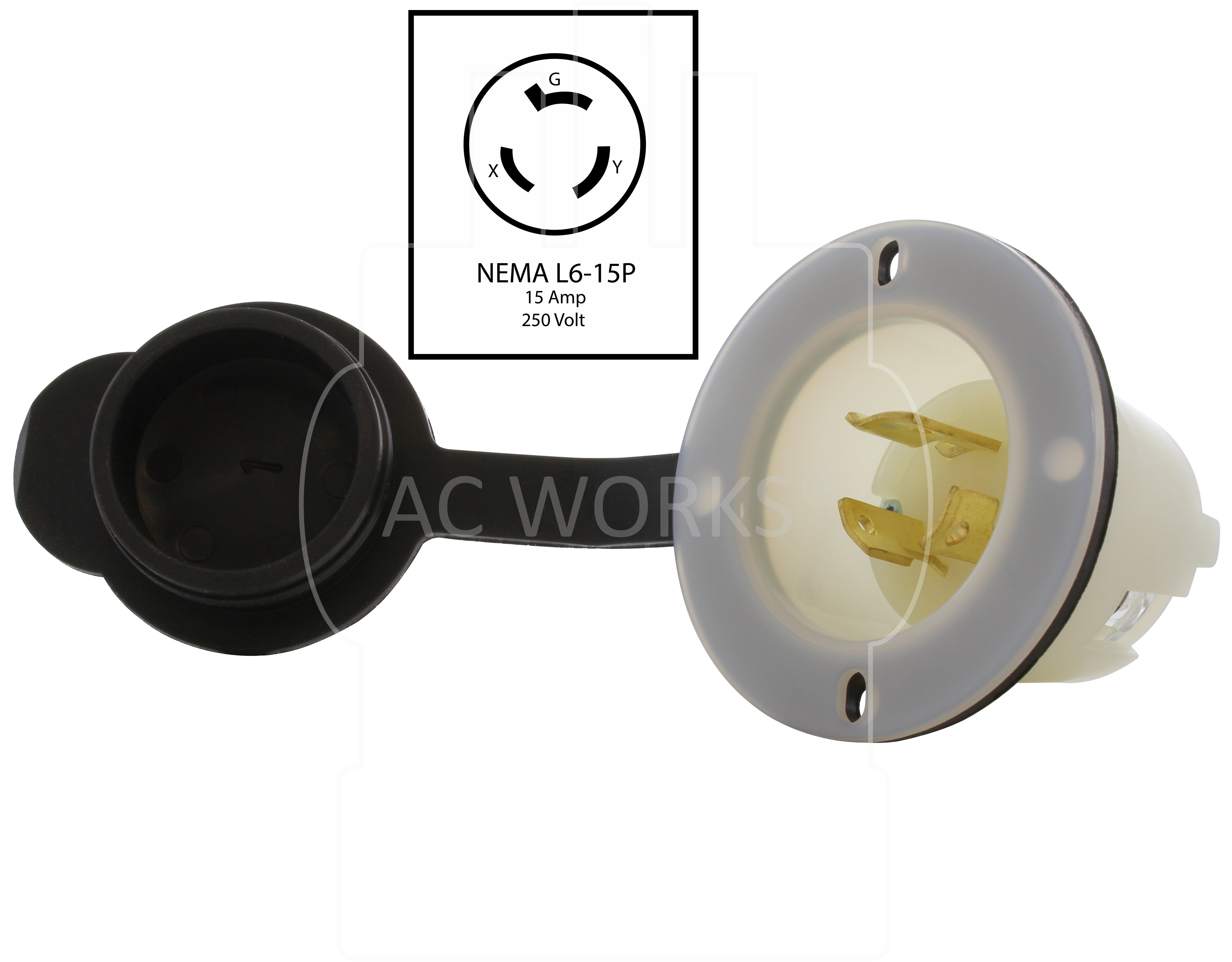 NEMA L6-15P 3-prong locking inlet