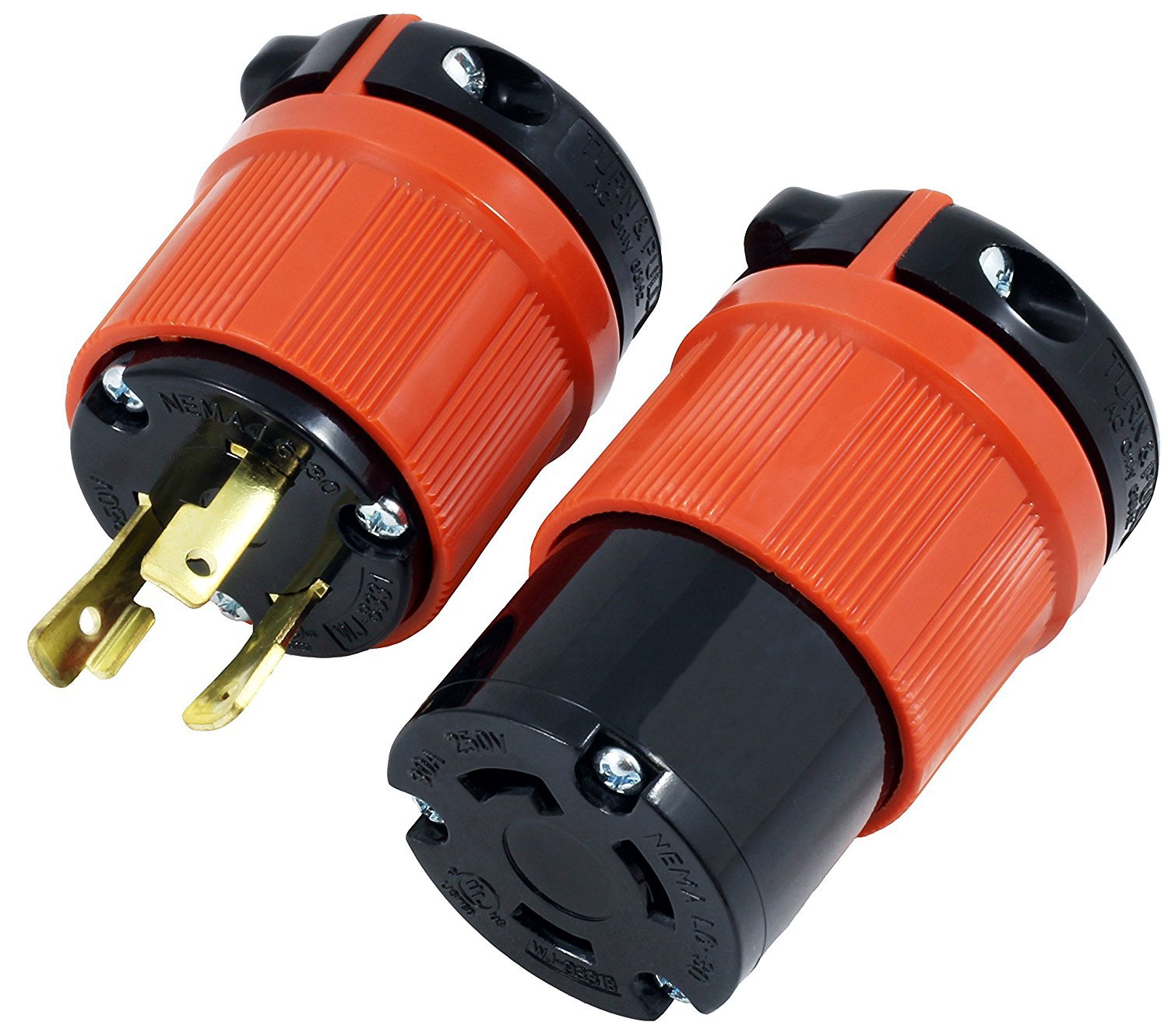 AC WORKS® NEMA L6-30 30A 250V 3-Prong Locking Male and Connector – AC Connectors AC WORKS® NEMA L6-30 30A 250V 3-Prong Locking Male and Connector – AC Connectors