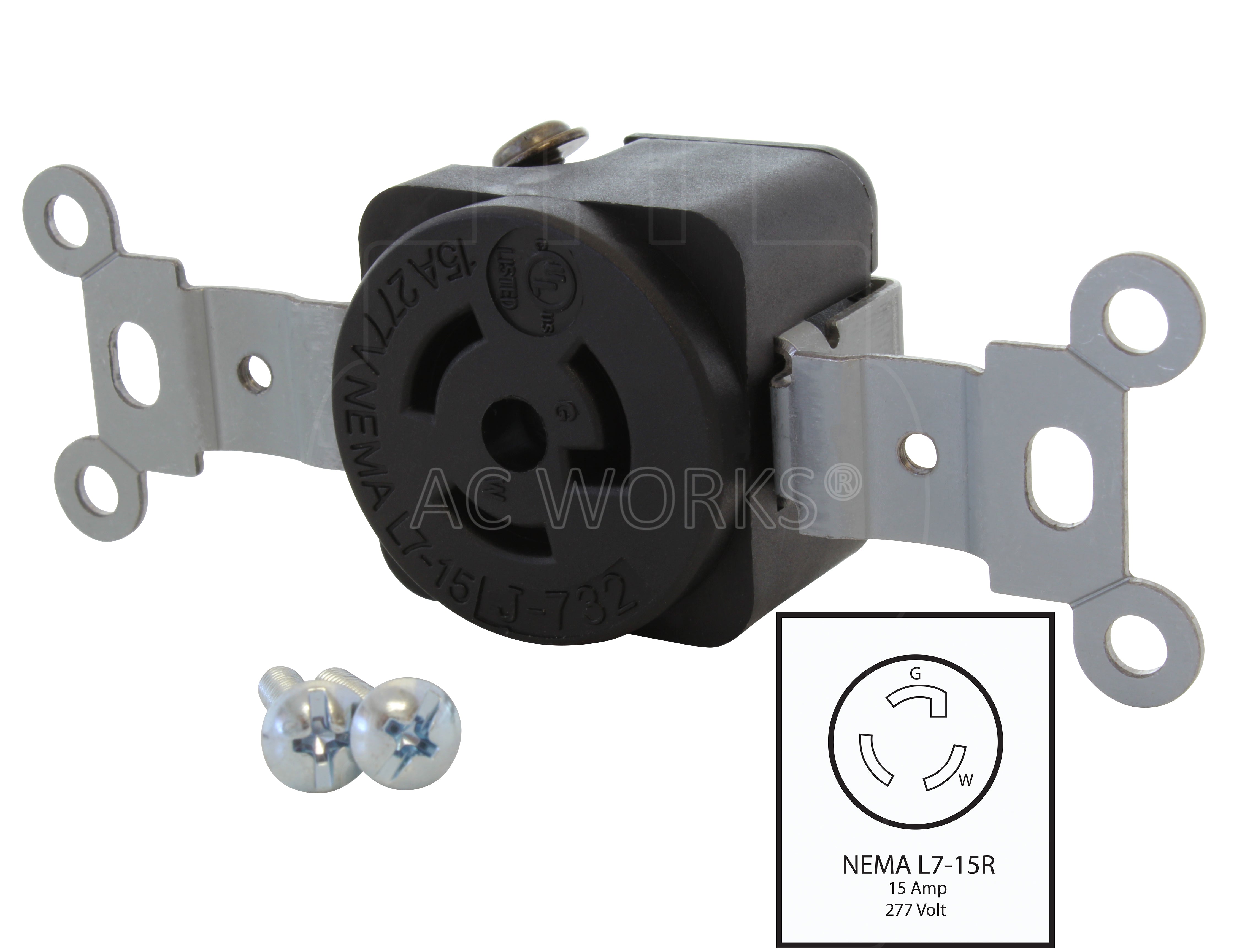 NEMA L7-15R 15A 277V locking outlet
