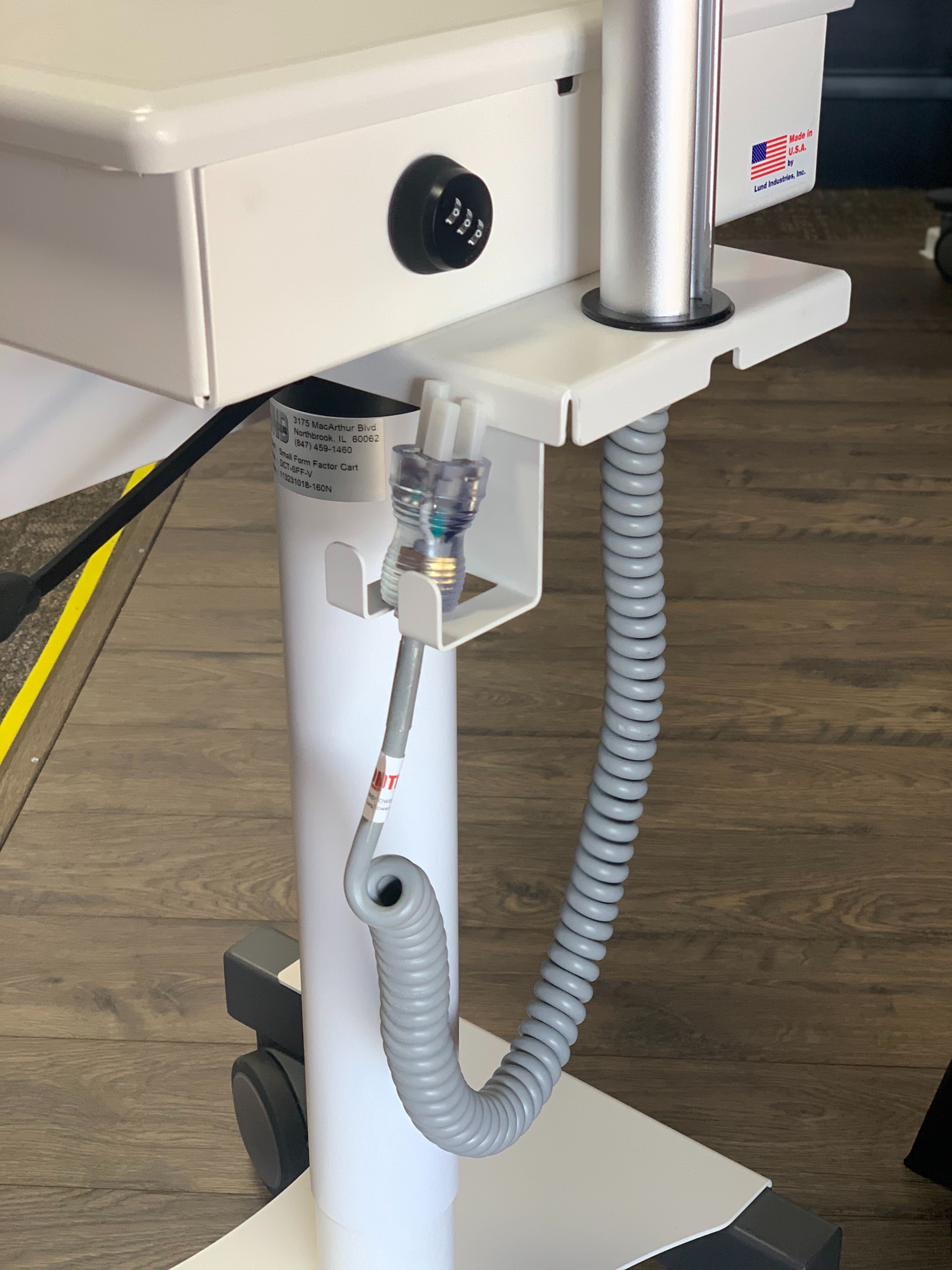 coiled medical grade power cord for carts used in hospitals