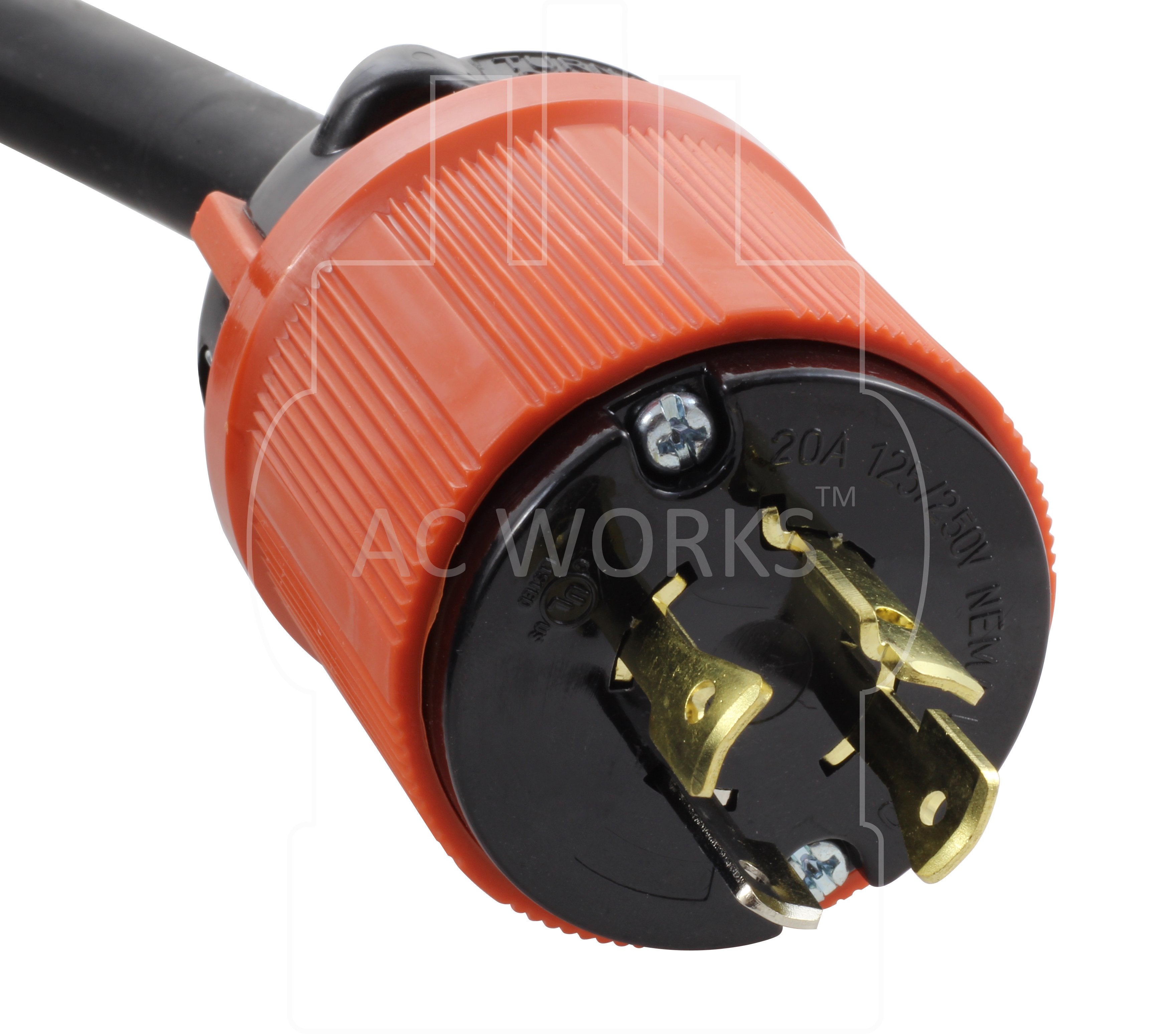 AC Works, NEMA L14-20P, L1420 plug, 20 amp 4 prong locking plug