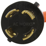 AC WORKS® [L1430CB620] 1.5FT 30A 4-Prong L14-30P Locking Plug to 6-15/20 Outlet with 20A Breaker