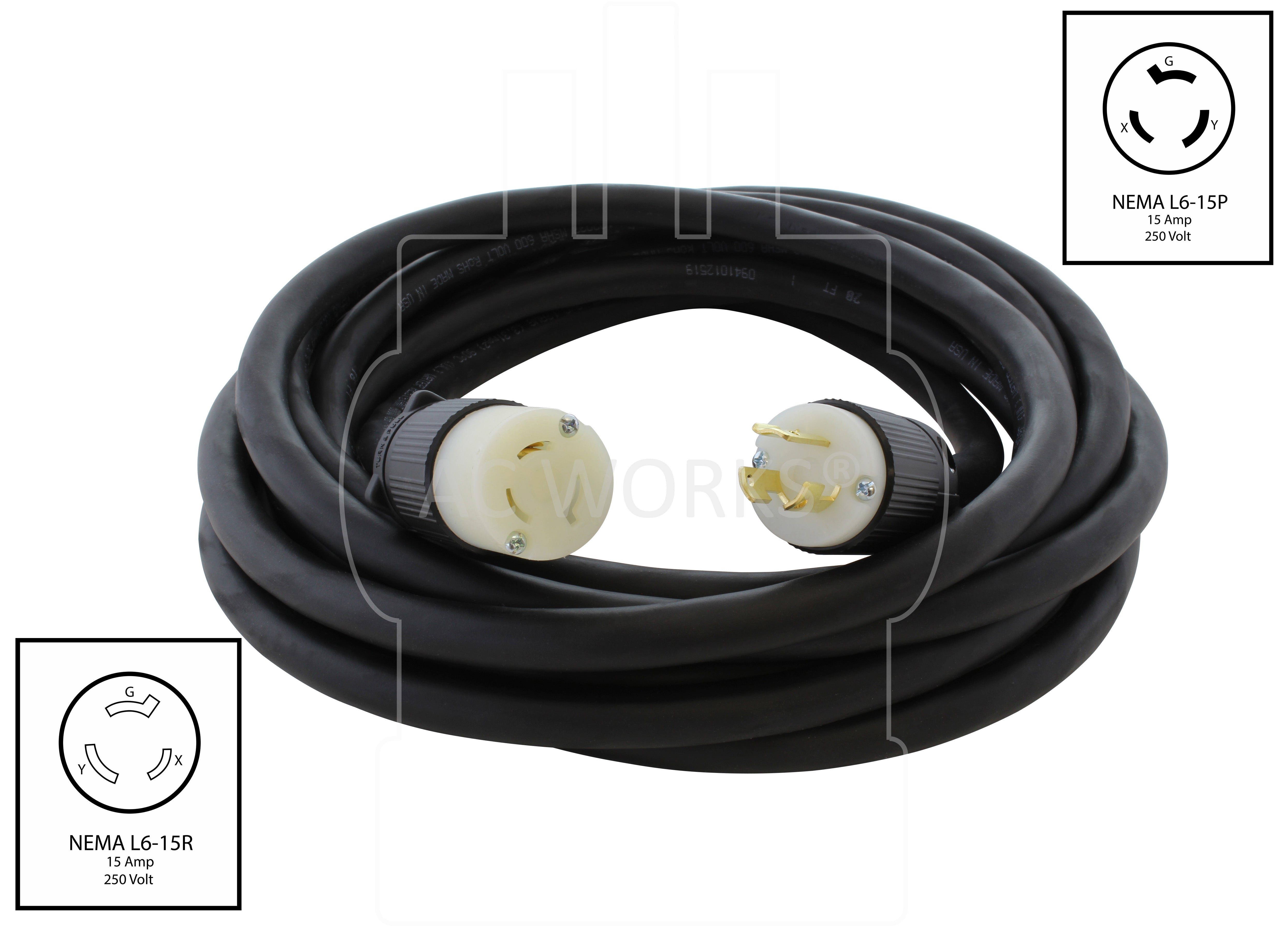 NEMA L6-15 rubber cord