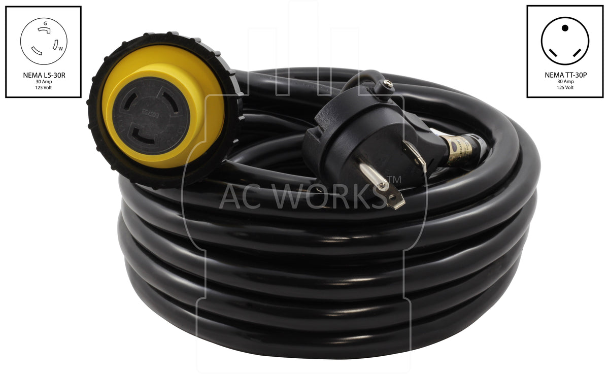 AC WORKS® [TTML530-025] 25FT 30A Detachable Power Supply Cord for RV/  Trailer/ Food Truck Use