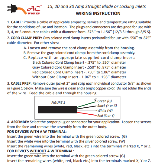 15/20/30 Amp Inlet User Manual