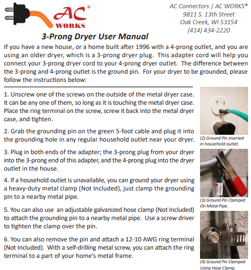 3-Prong Dryer User Manual