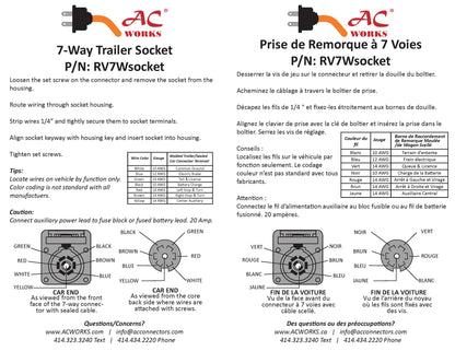 AC WORKS® [RV7WSOCKET] 7-Way Trailer Socket