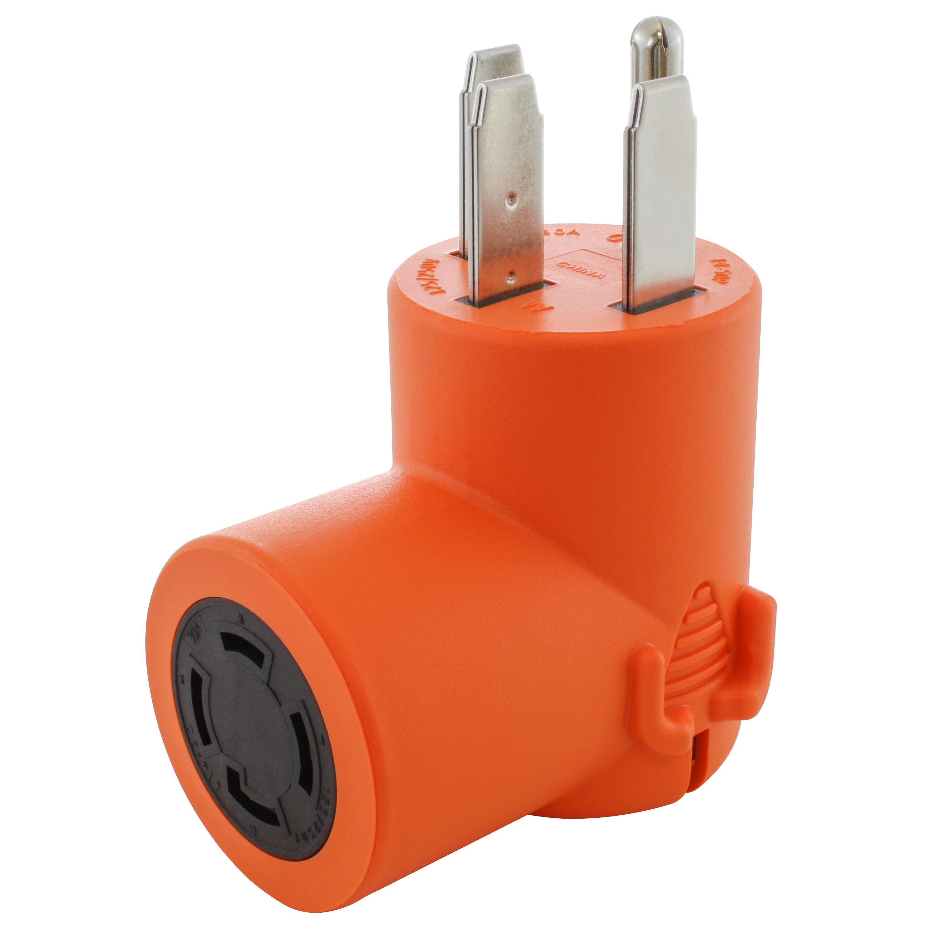 AC WORKS® [AD1450L1430] 4-Prong NEMA 14-50P Plug to 4-Prong 30A Locking NEMA L14-30R Adapter