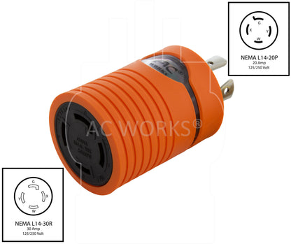 NEMA l14-20P to NEMA L14-30R adapter