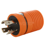AC WORKS® [ADL1530L630] 30A 3-Phase 250V NEMA L15-30P Locking Plug to L6-30R 30A 250V Locking Connector