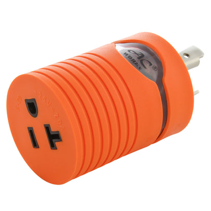 AC WORKS® [ADL520520] Adapter 20A 125V L5-20P Male Plug To 5-15/20R 15/20A T-blade Female Connector with cCSAus Approval