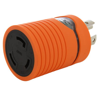 AC WORKS® [ADL520L530] Locking Adapter L5-20P 20A 125V Locking Plug to L5-30R 30A 3-Prong Connector