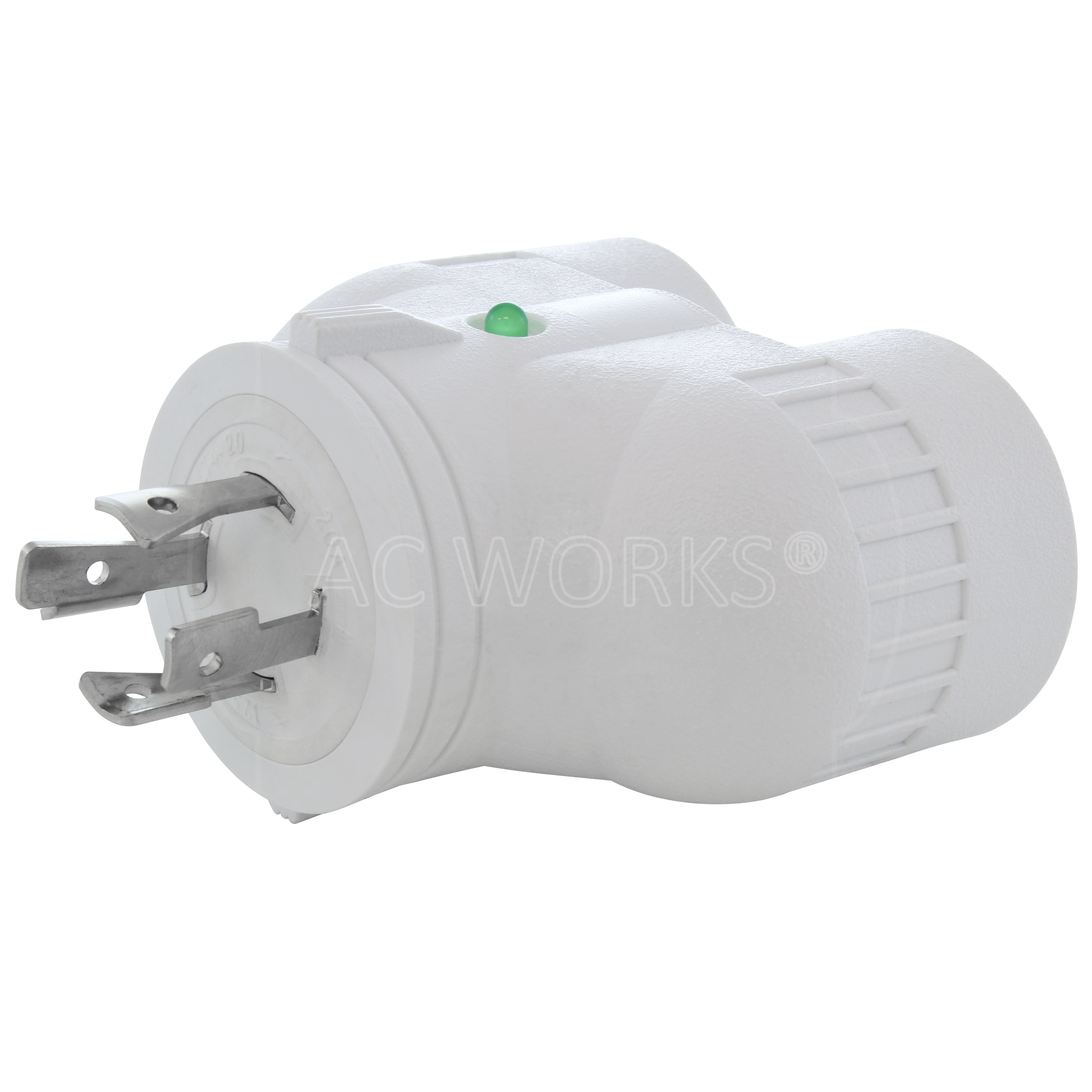 AC WORKS® V-DUO [ADVL1420L1420] L14-20P 20A 125/250V 4-Prong Plug to (2) 20A L14-20R Generator Adapter