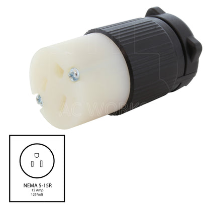 AC WORKS® [AS515R] NEMA 5-15R 15A 125V Household Female Connector with cULus Approval