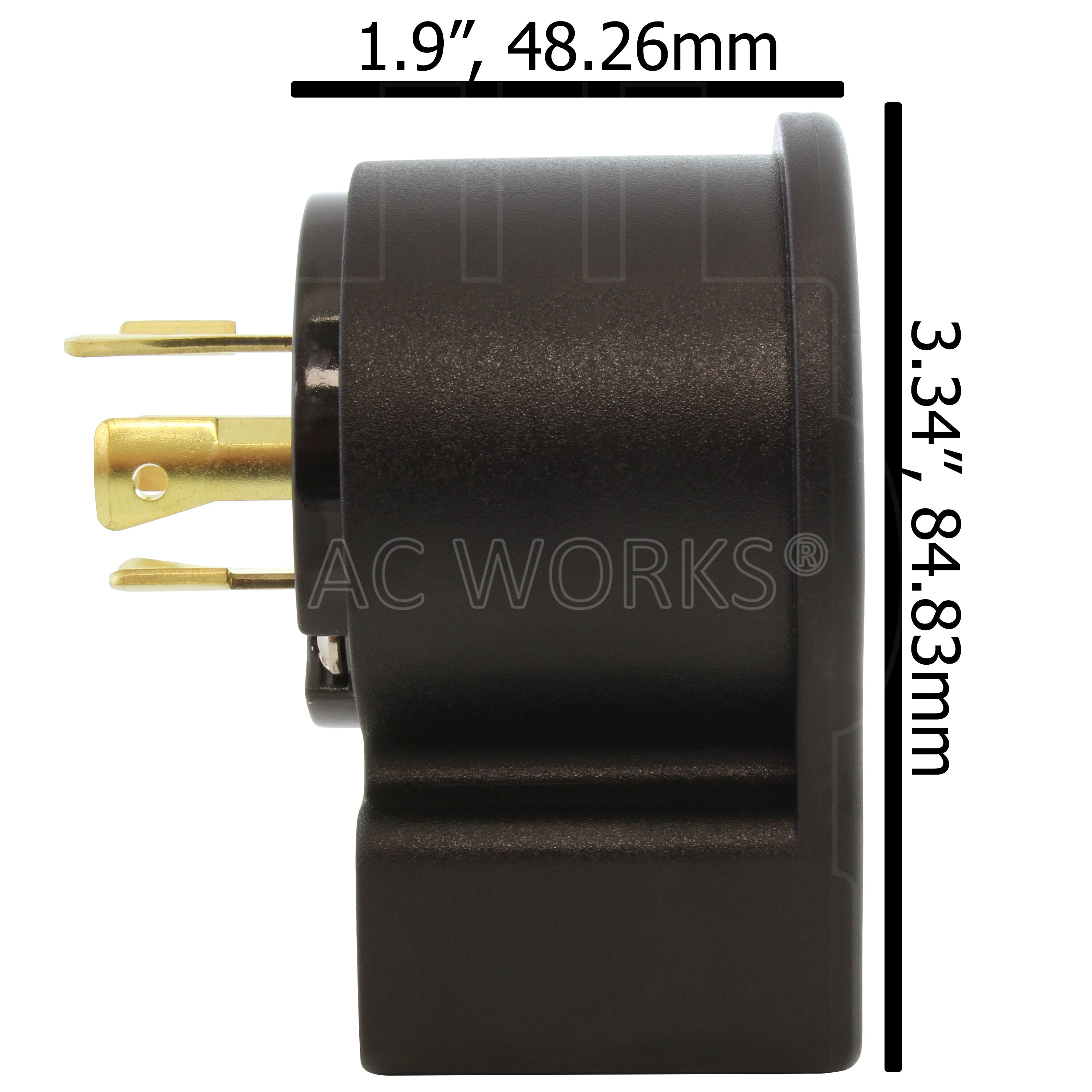 AC WORKS® [ASEL1420P] NEMA L14-20P 20A 125/250V 4-Prong 4-Angles