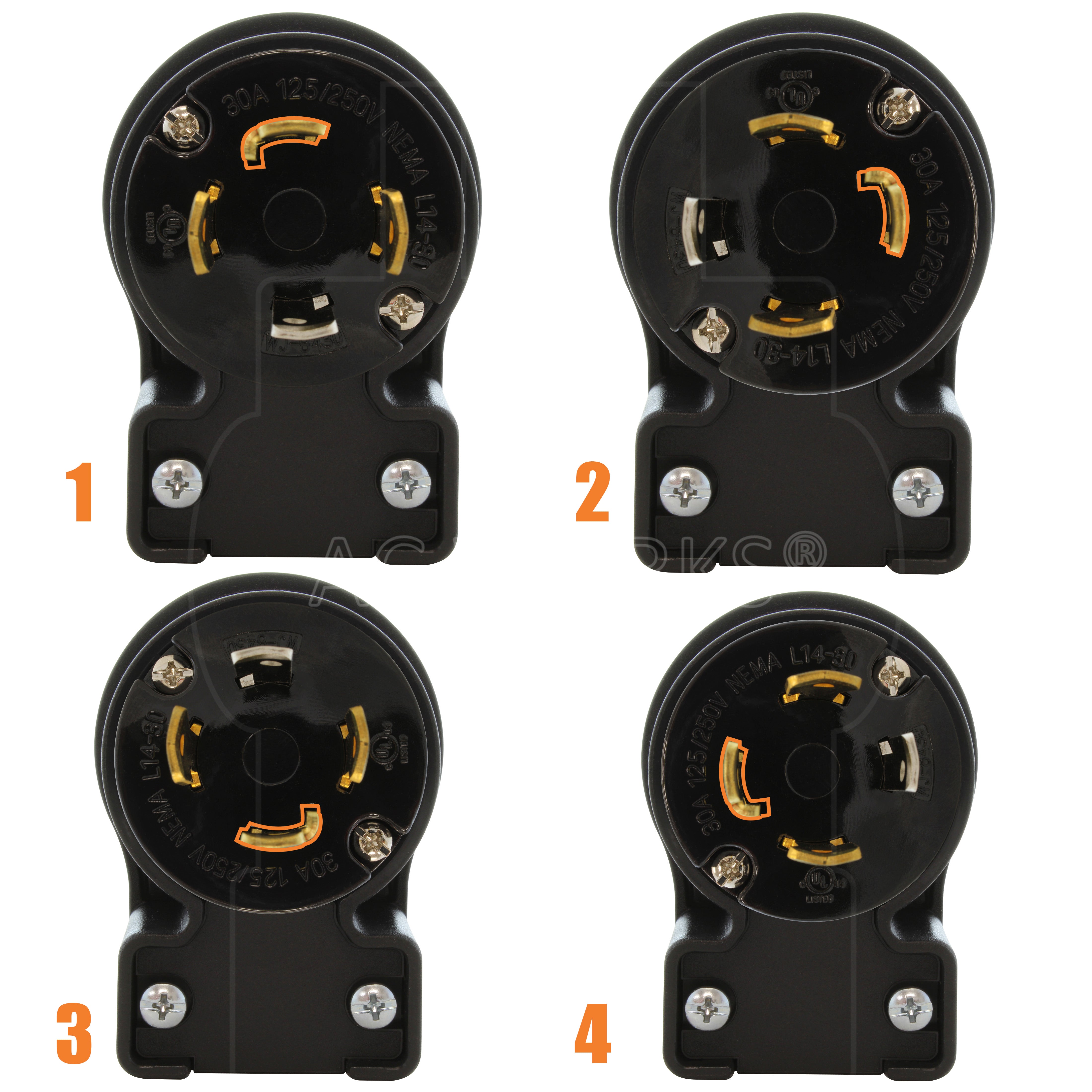 4 different angle positions for plug