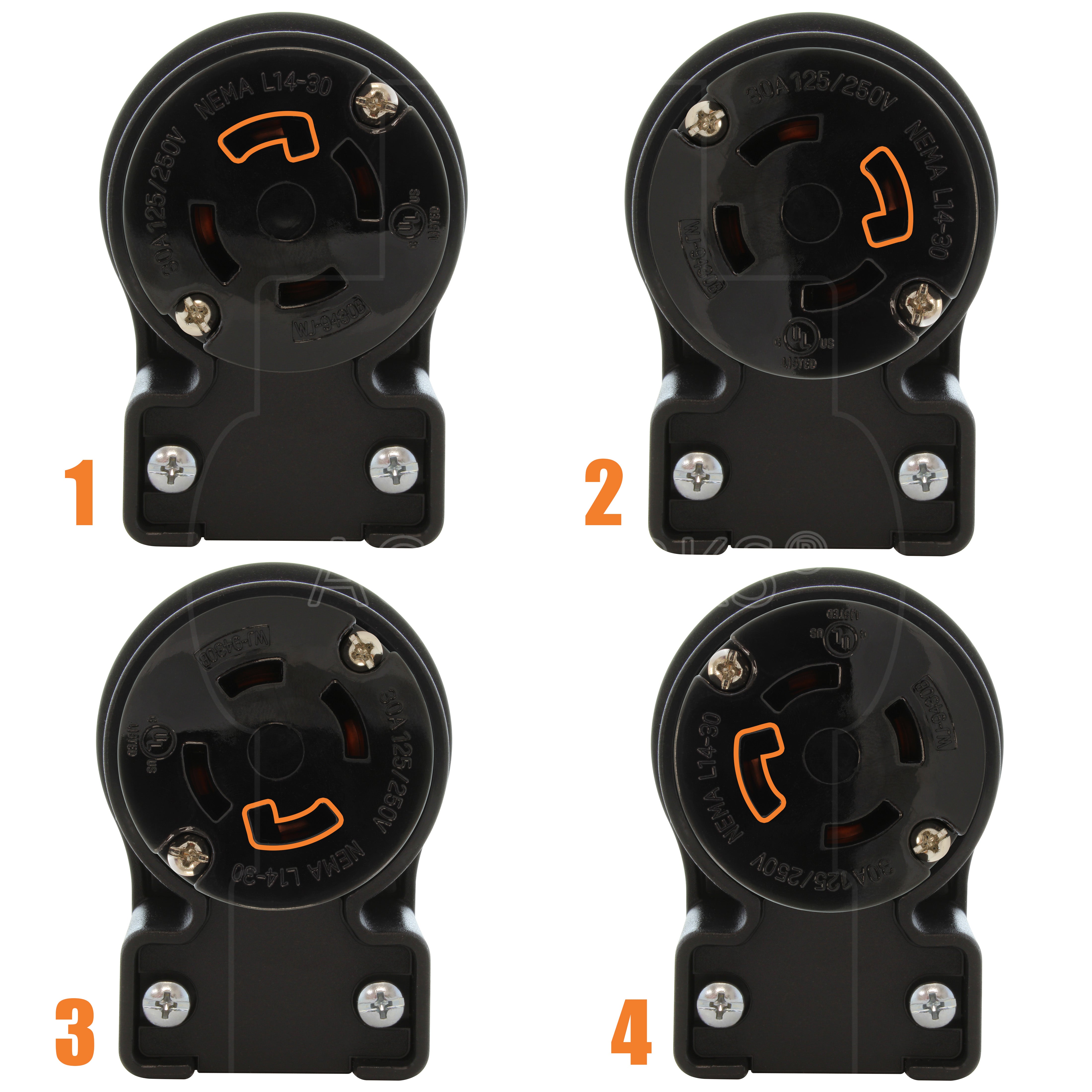 4 different angle positions for connector