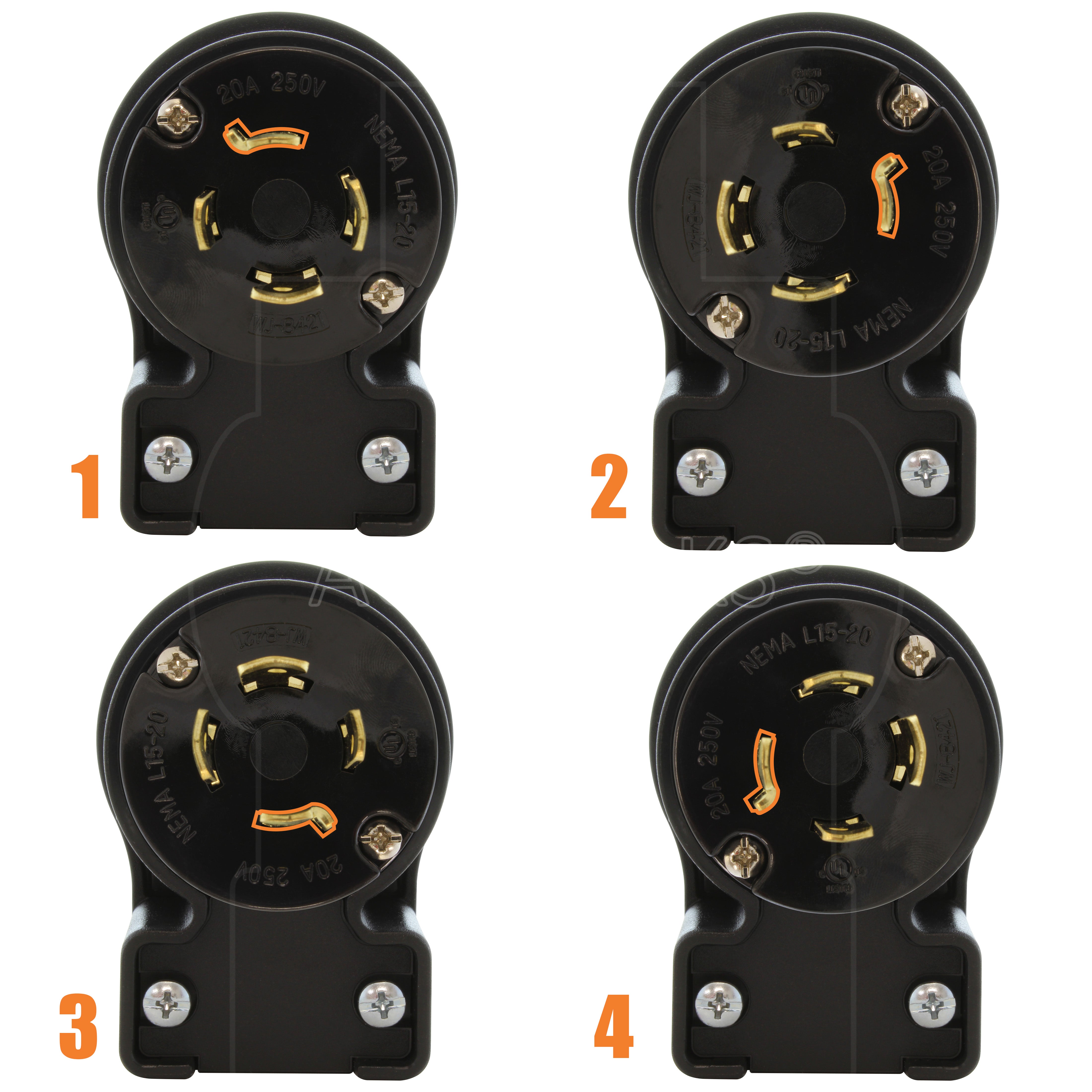 4 different angle positions for plug