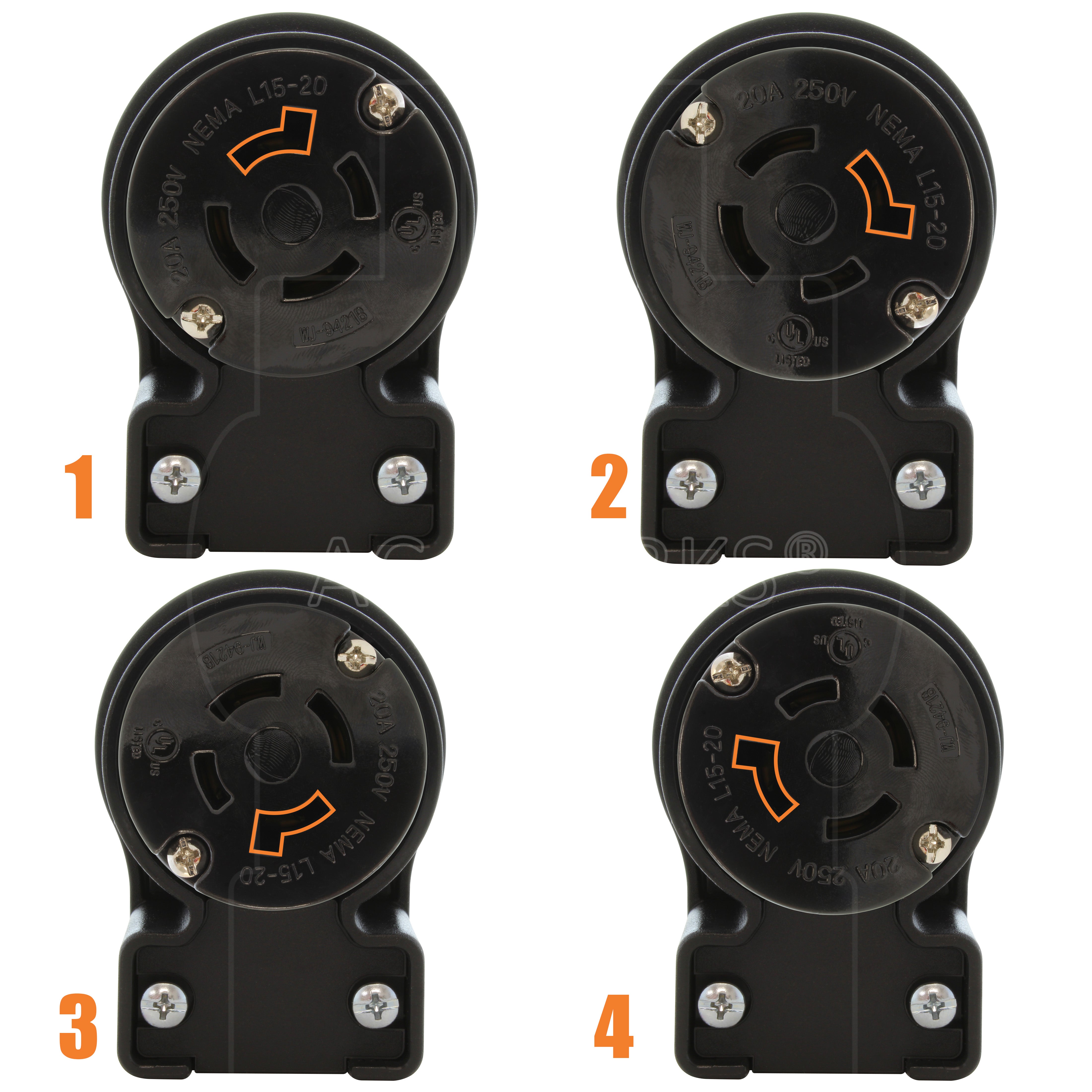 4 different angle positions for connector