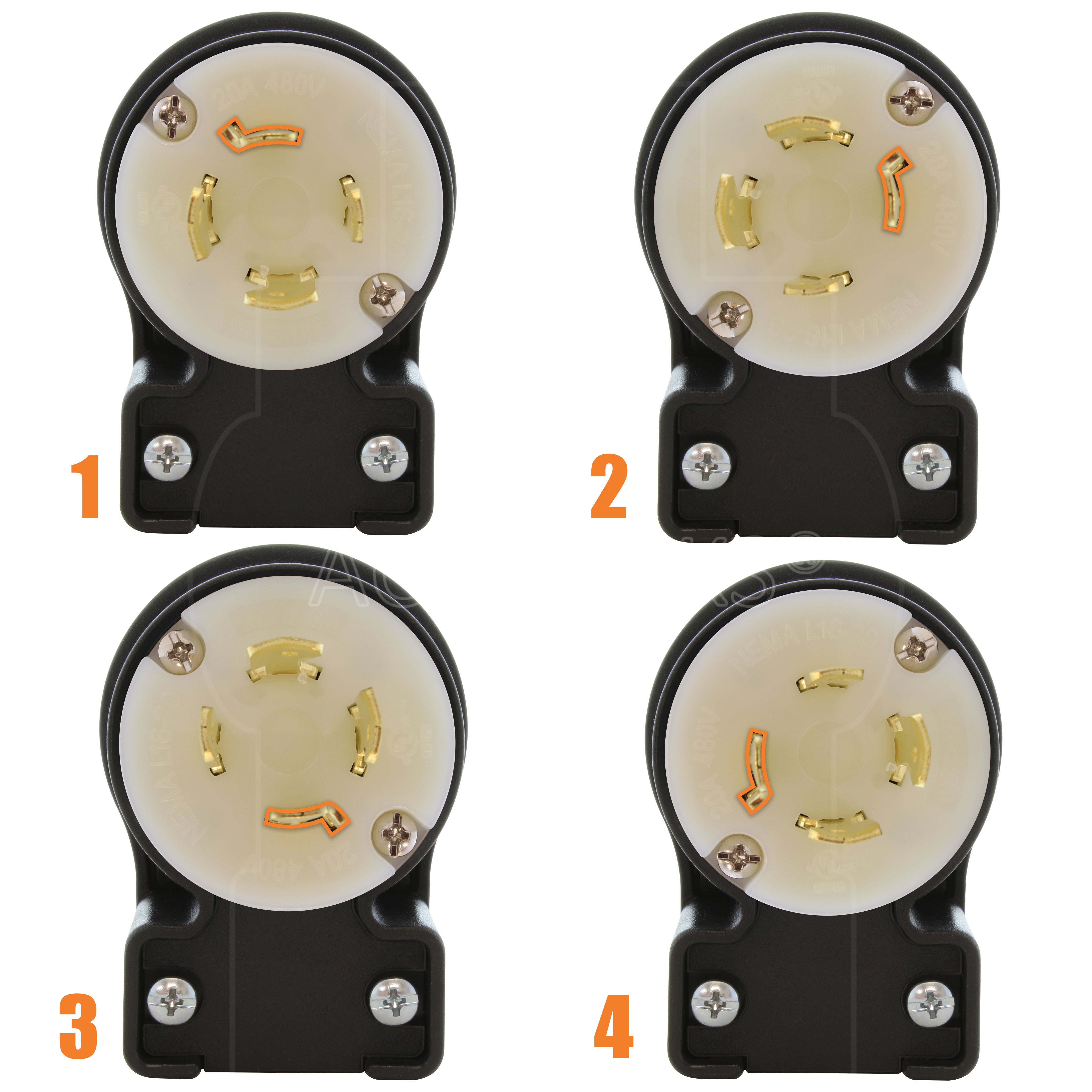 4 different angle positions for plug