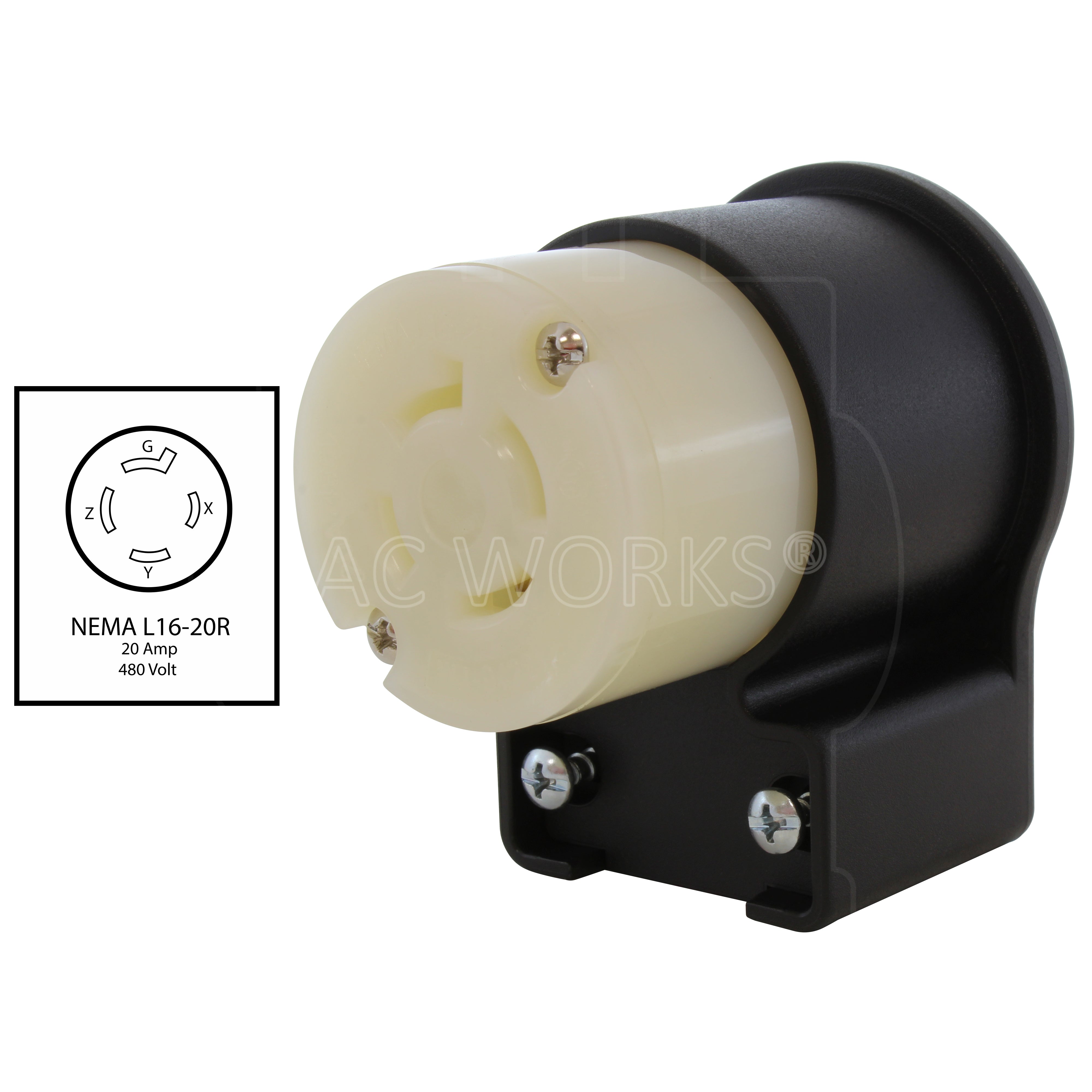 NEMA L16-20R 20A 480V 4-prong female connector