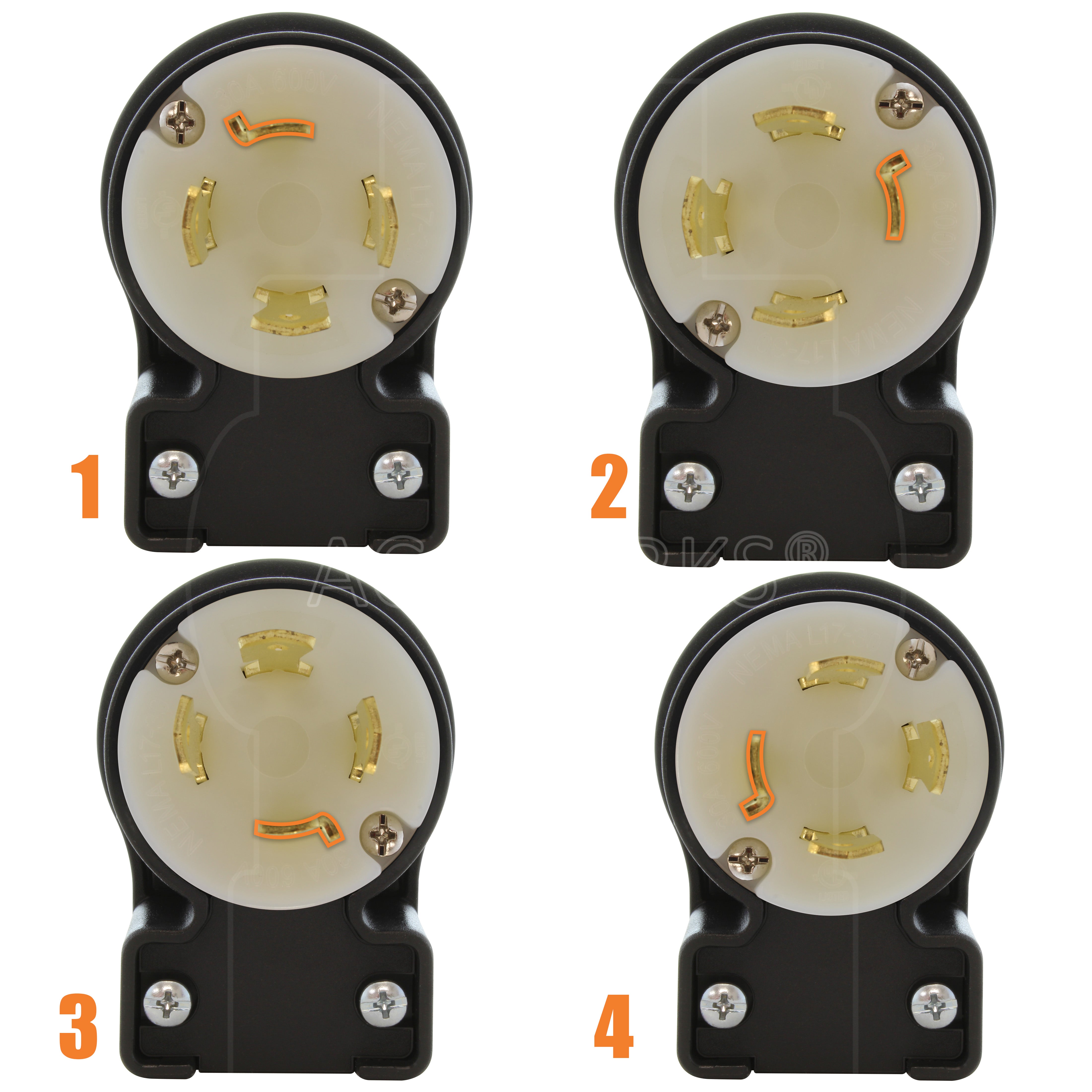 4 different angle positions for plug