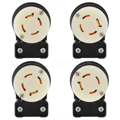 AC WORKS® [ASEL1730R] NEMA L17-30R 30A 3-Phase 600V Elbow 4-Prong Locking Female Connector with cULus Approval