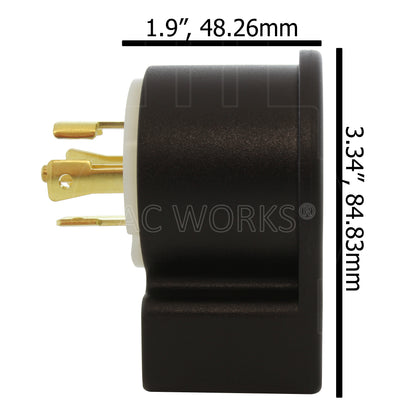 AC WORKS® [ASEL2130P] NEMA L21-30P 30A 3-Phase 120/208V 3PY, Elbow 5-Wire Locking Male UL, C-UL Approval