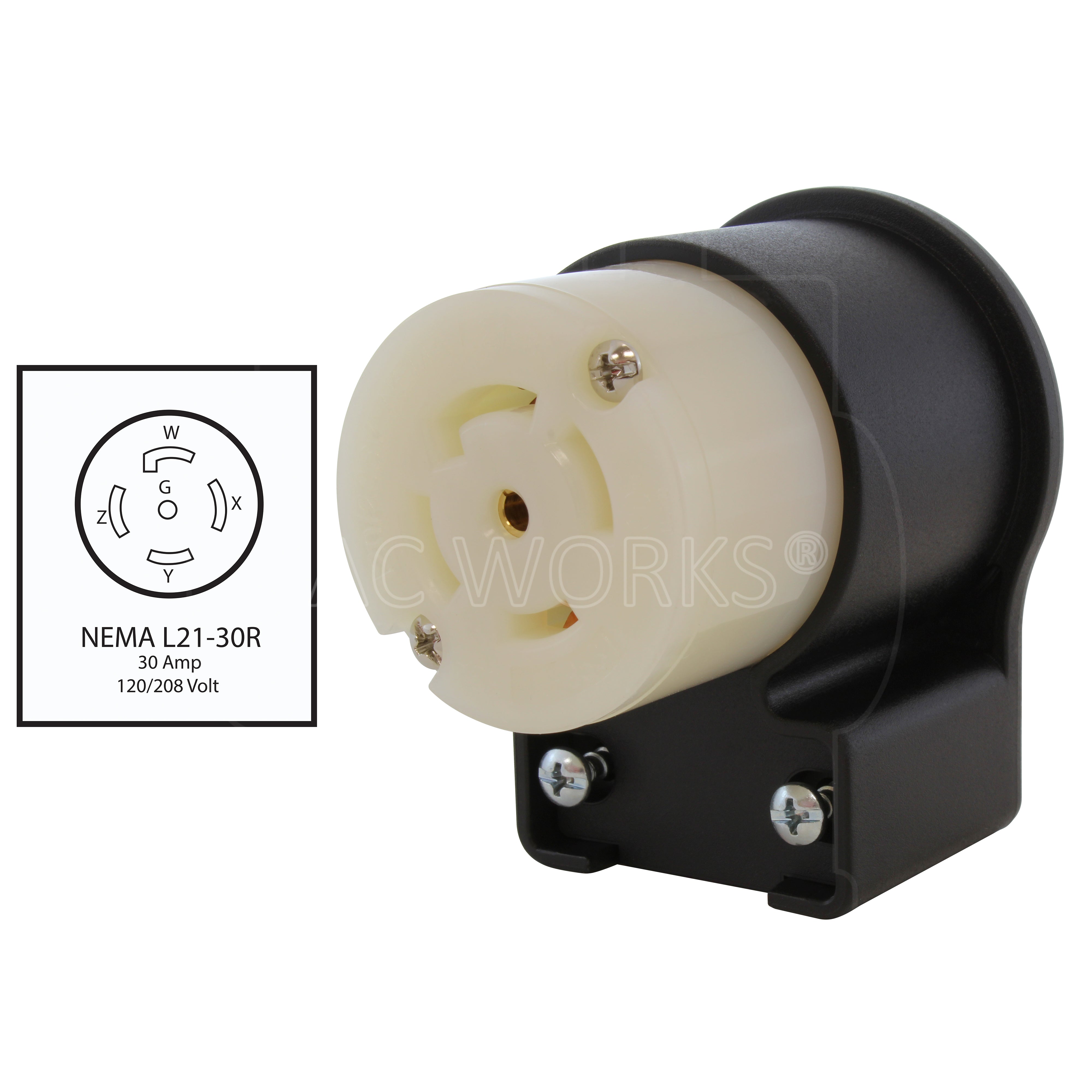 NEMA L21-30R 30A 120/208V female connector assembly