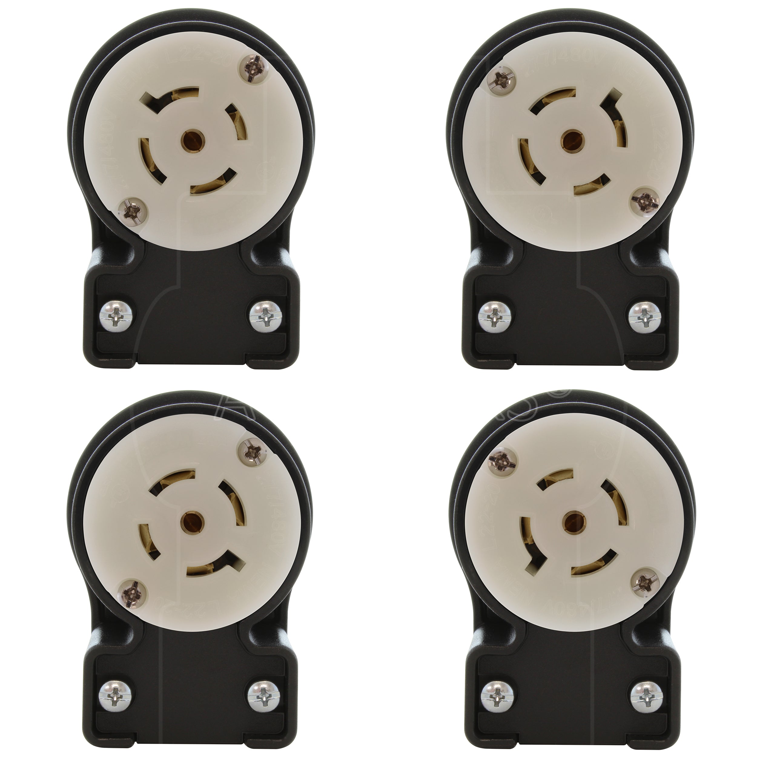 AC WORKS® [ASEL2220R] NEMA L22-20R 20A 3-Phase Y 277/480V Elbow 5-Prong Locking Female Connector with UL, C-UL Approval