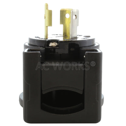 AC WORKS® [ASEL520P] NEMA L5-20P 20A 125V 3-Prong Elbow Locking Male Plug With UL, C-UL Approval