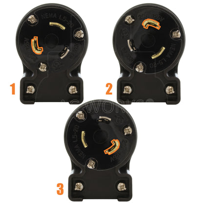 3 different angle positions for plug