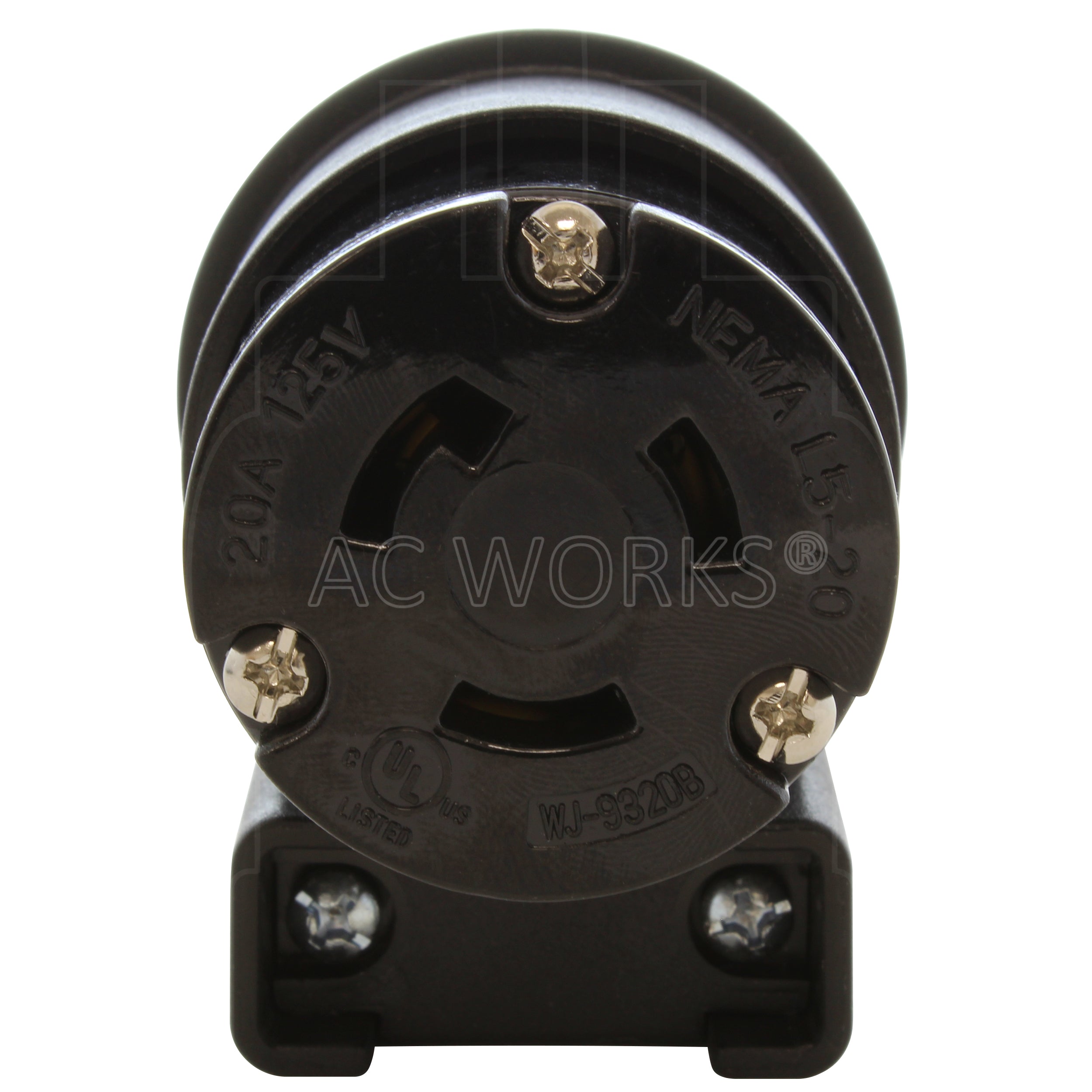 AC WORKS® [ASEL520R] NEMA L5-20R 20A 125V 3-Prong Elbow Locking Female Connector With UL, C-UL Approval